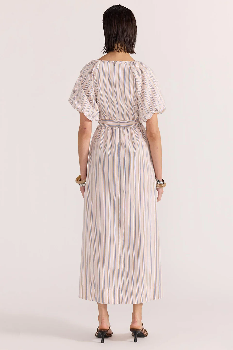 Mallory Beige Stripe Twist Front Dress - Image 4