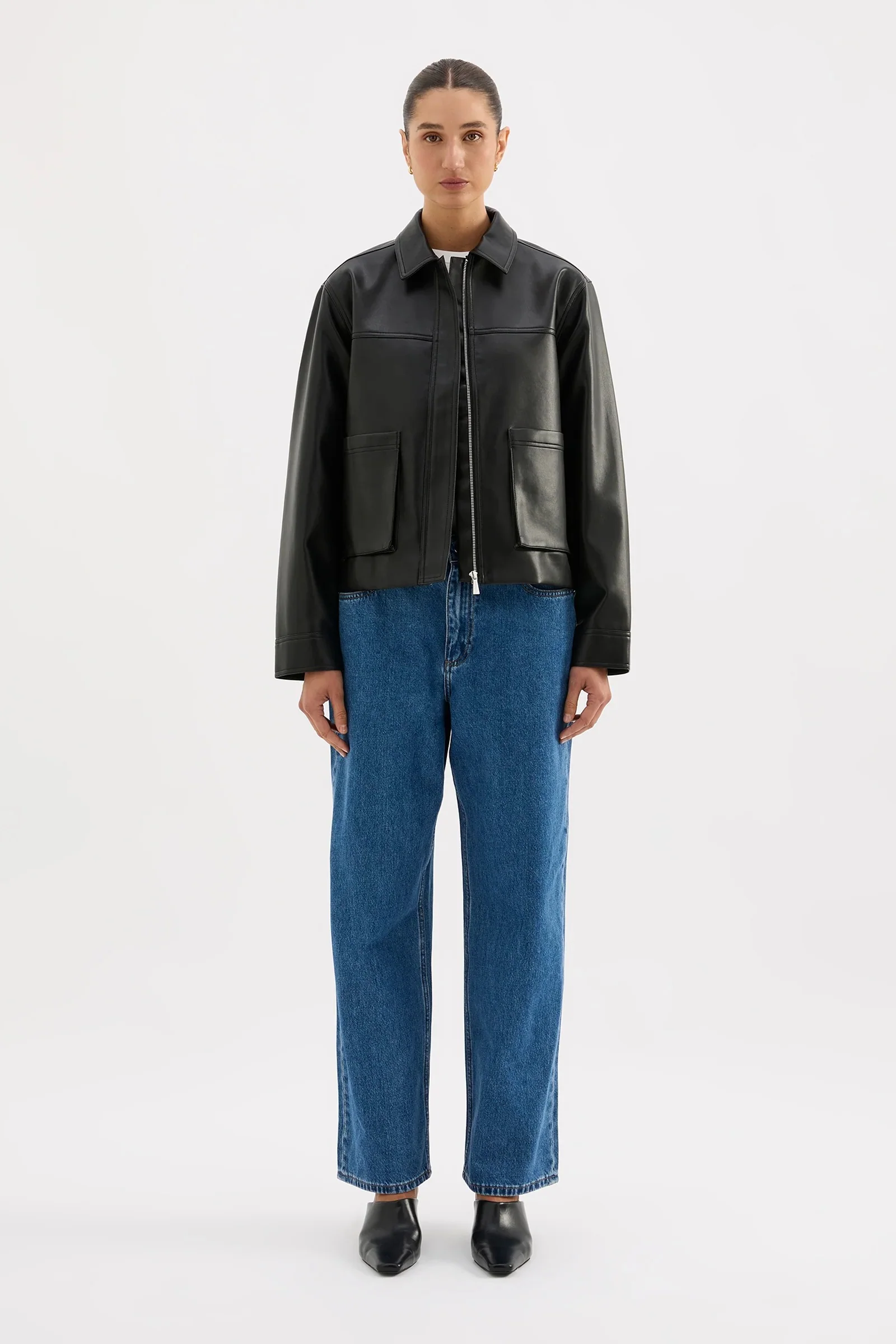Maude Black Vegan Leather Jacket - Image 3