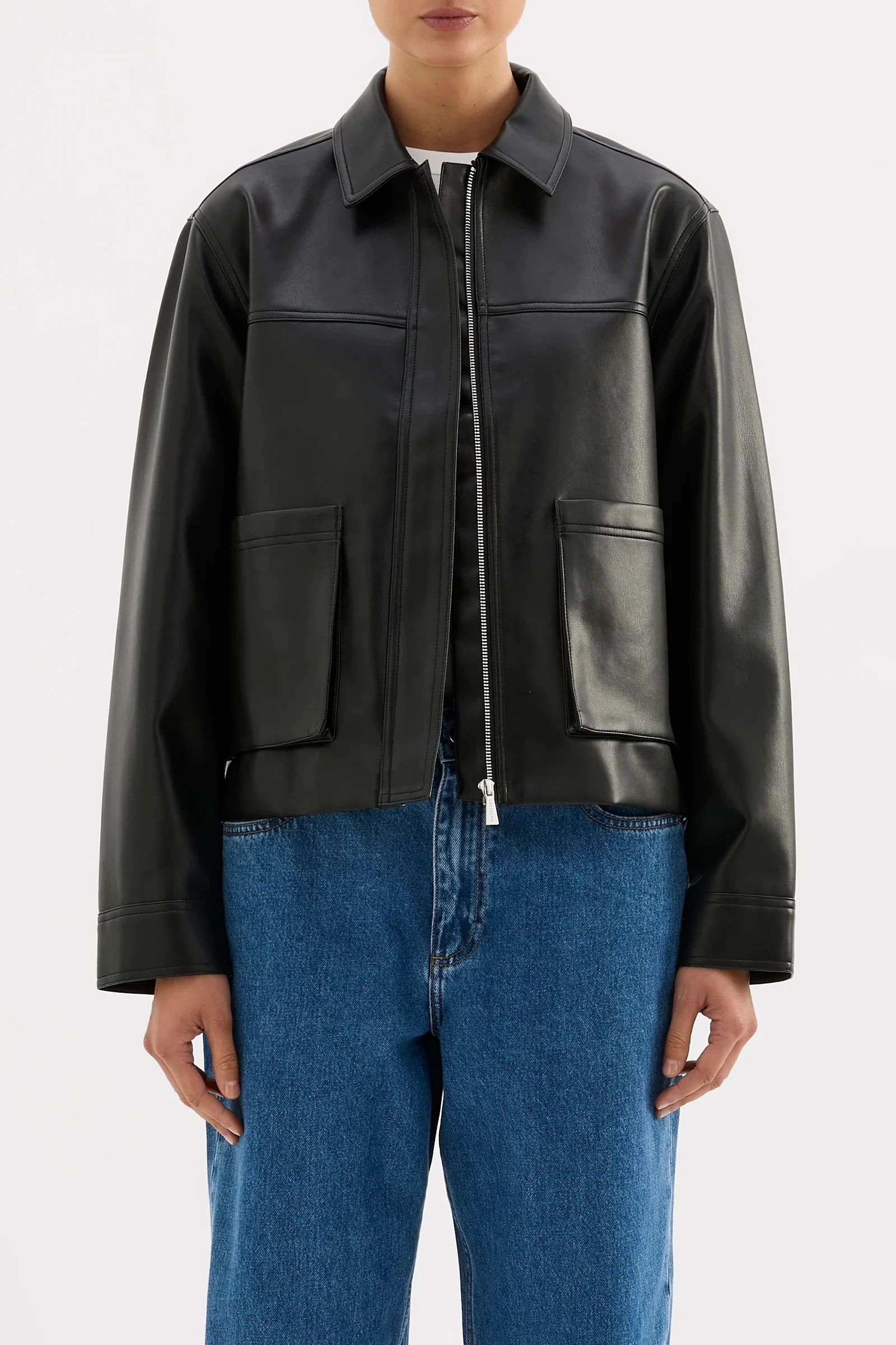 Maude Black Vegan Leather Jacket - Image 4