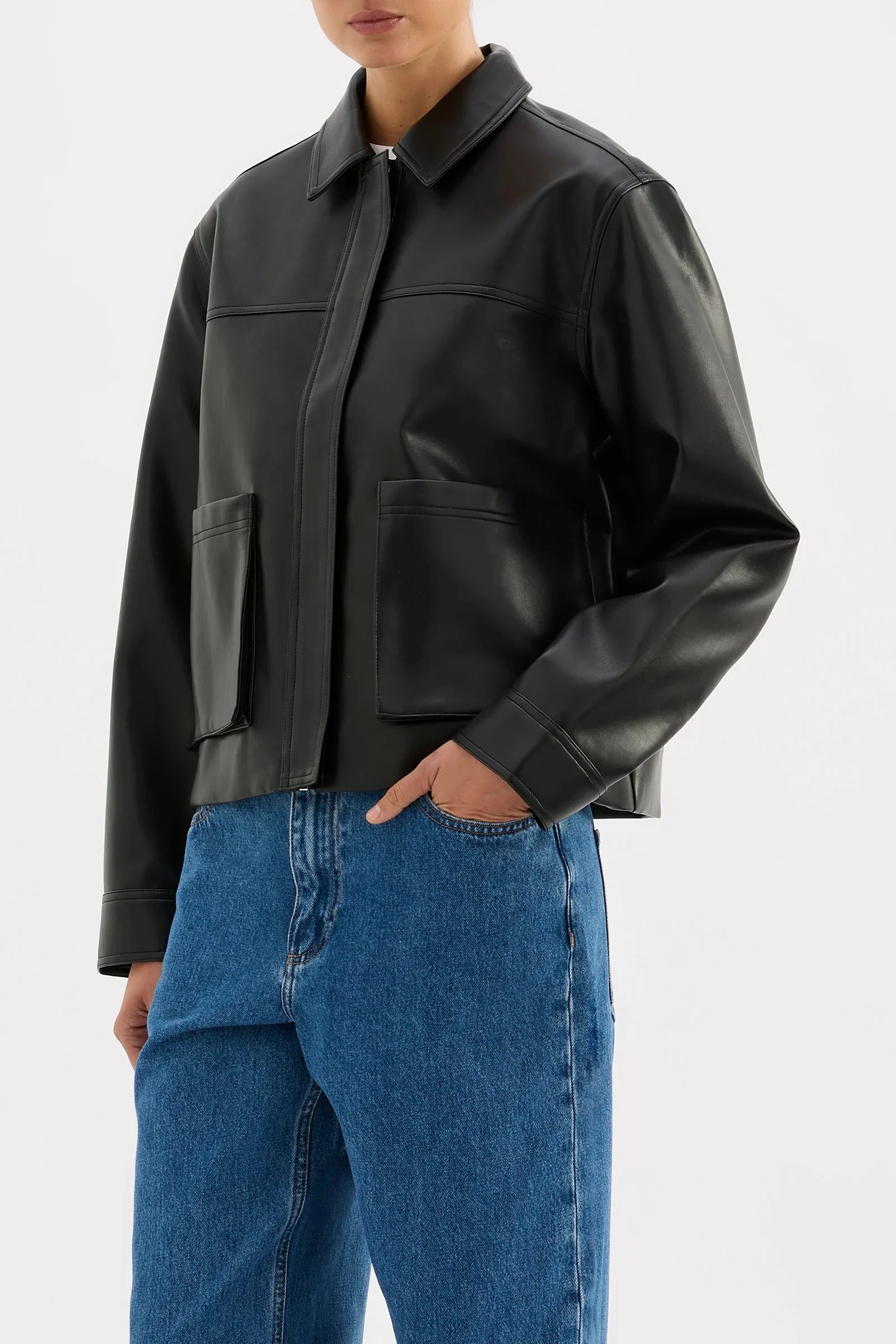 Maude Black Vegan Leather Jacket - Image 5