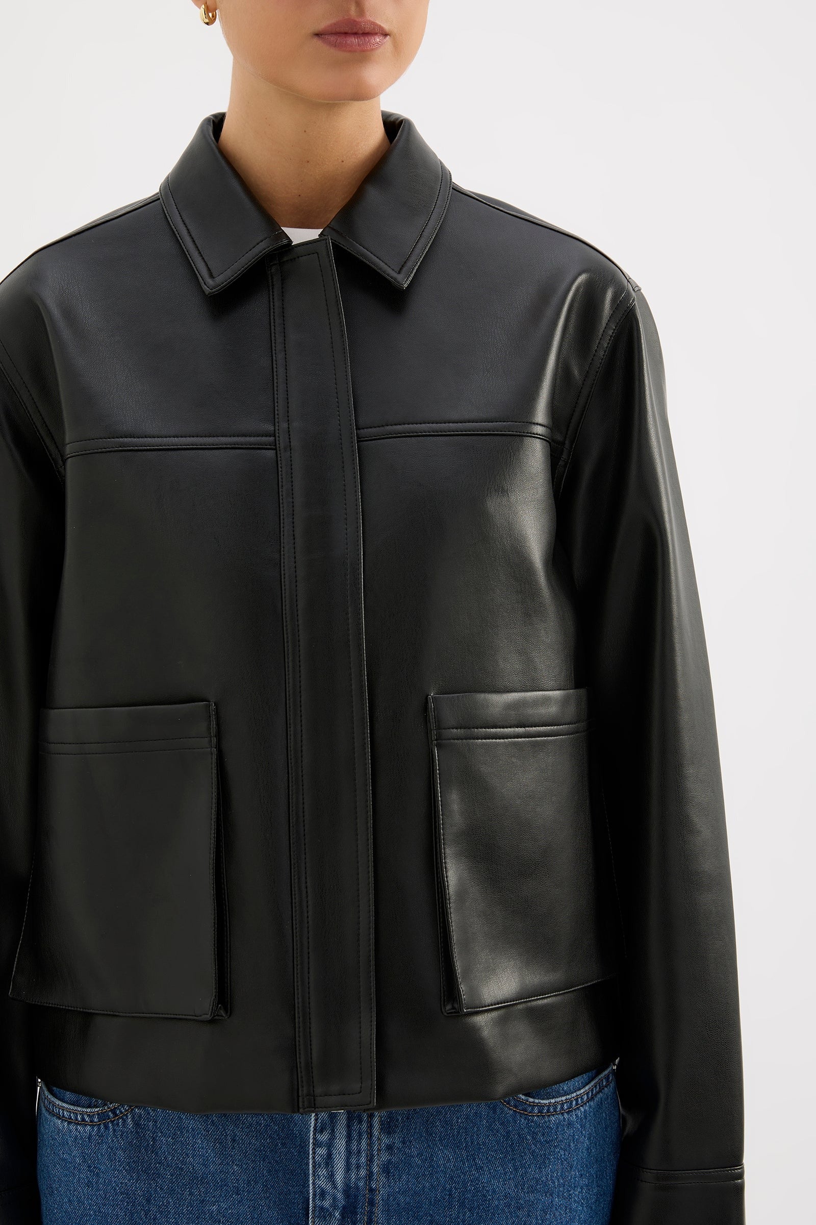 Maude Black Vegan Leather Jacket - Image 7