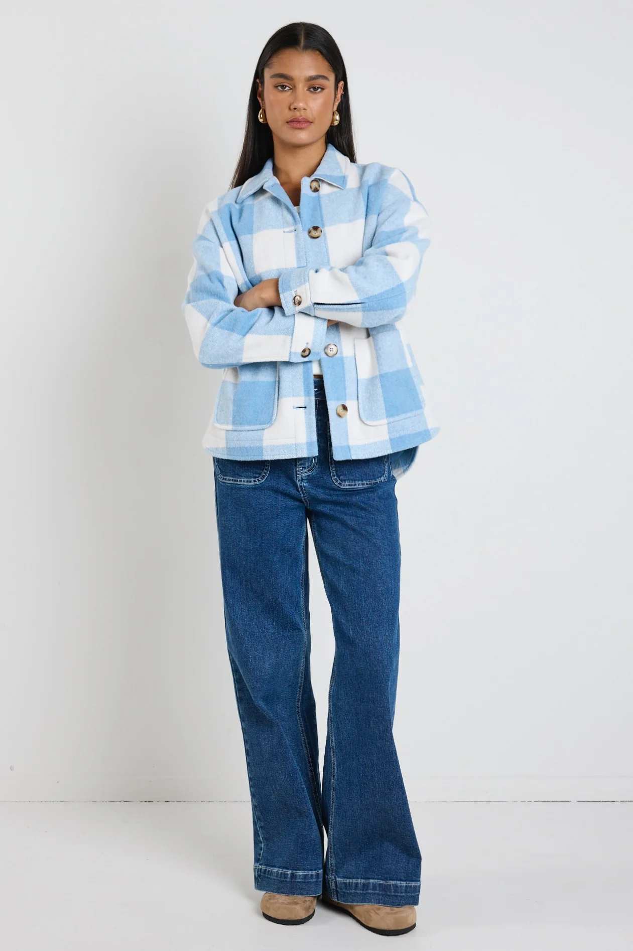 Mindful Blue Check Oversized Shacket - Image 3