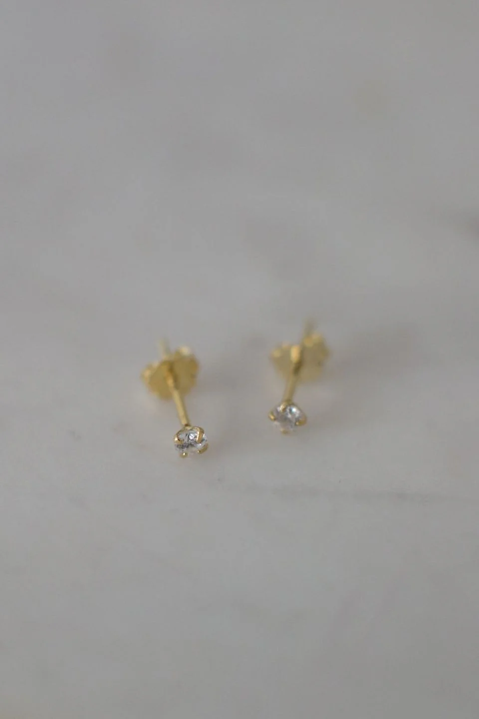 Mini Rock Stud EOL Earrings Clear Gold