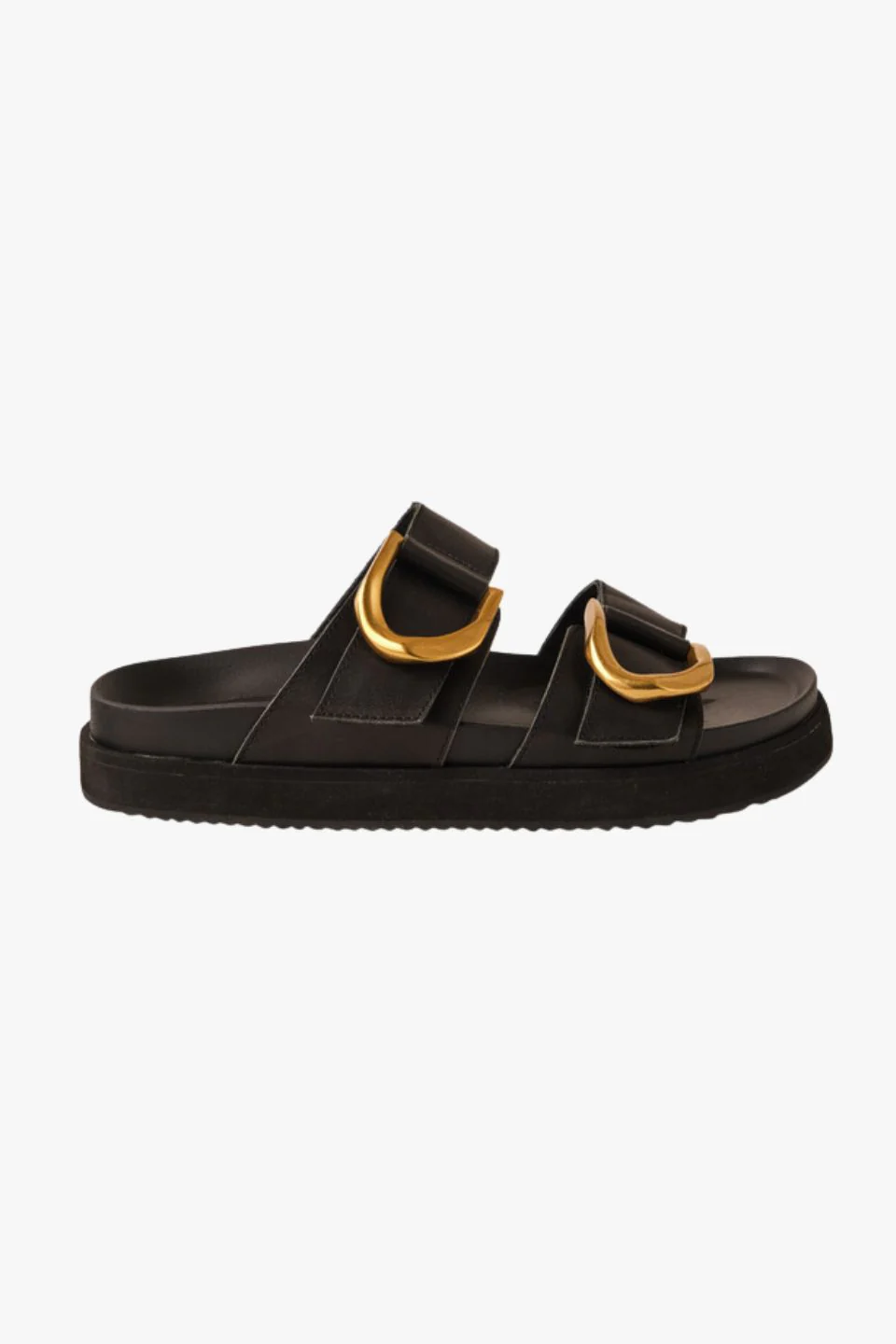 Mint Black Leather Buckle Slide - Image 2