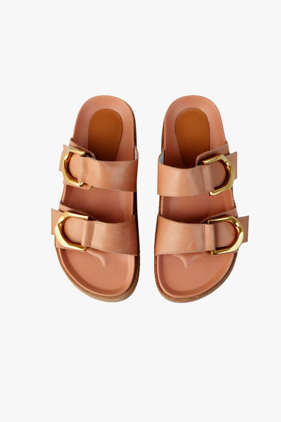 Mint Coconut Tan Leather Buckle Slide - Image 2