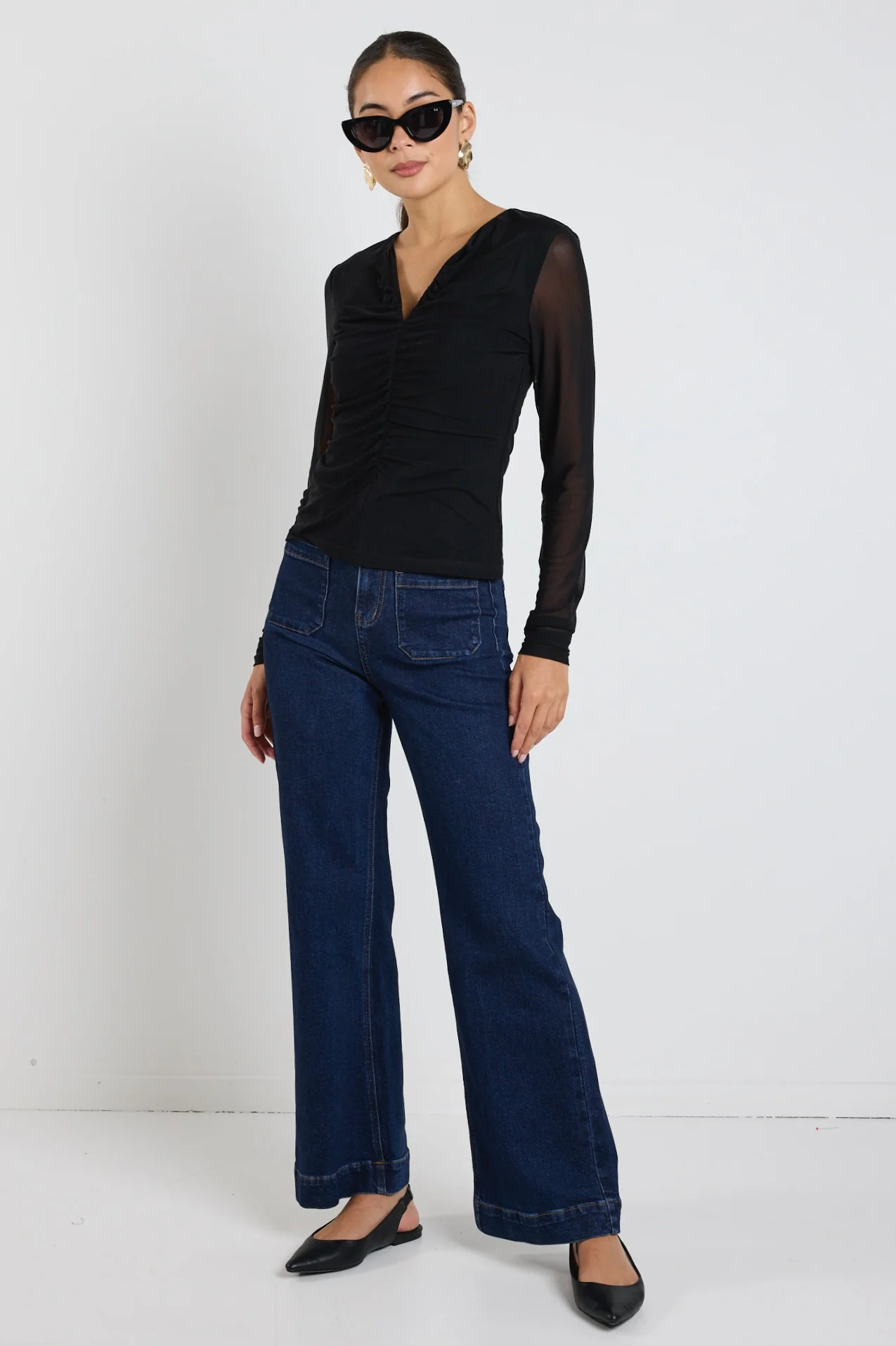 Network Black Mesh Keyhole LS Top - Image 3
