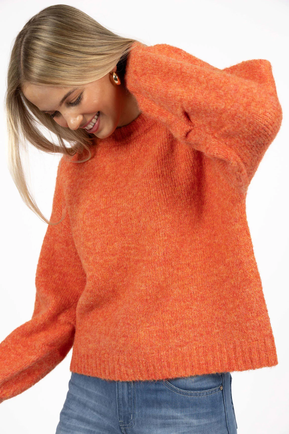 Neve Citrus Orange Wool Blend Crew Jumper - Image 2
