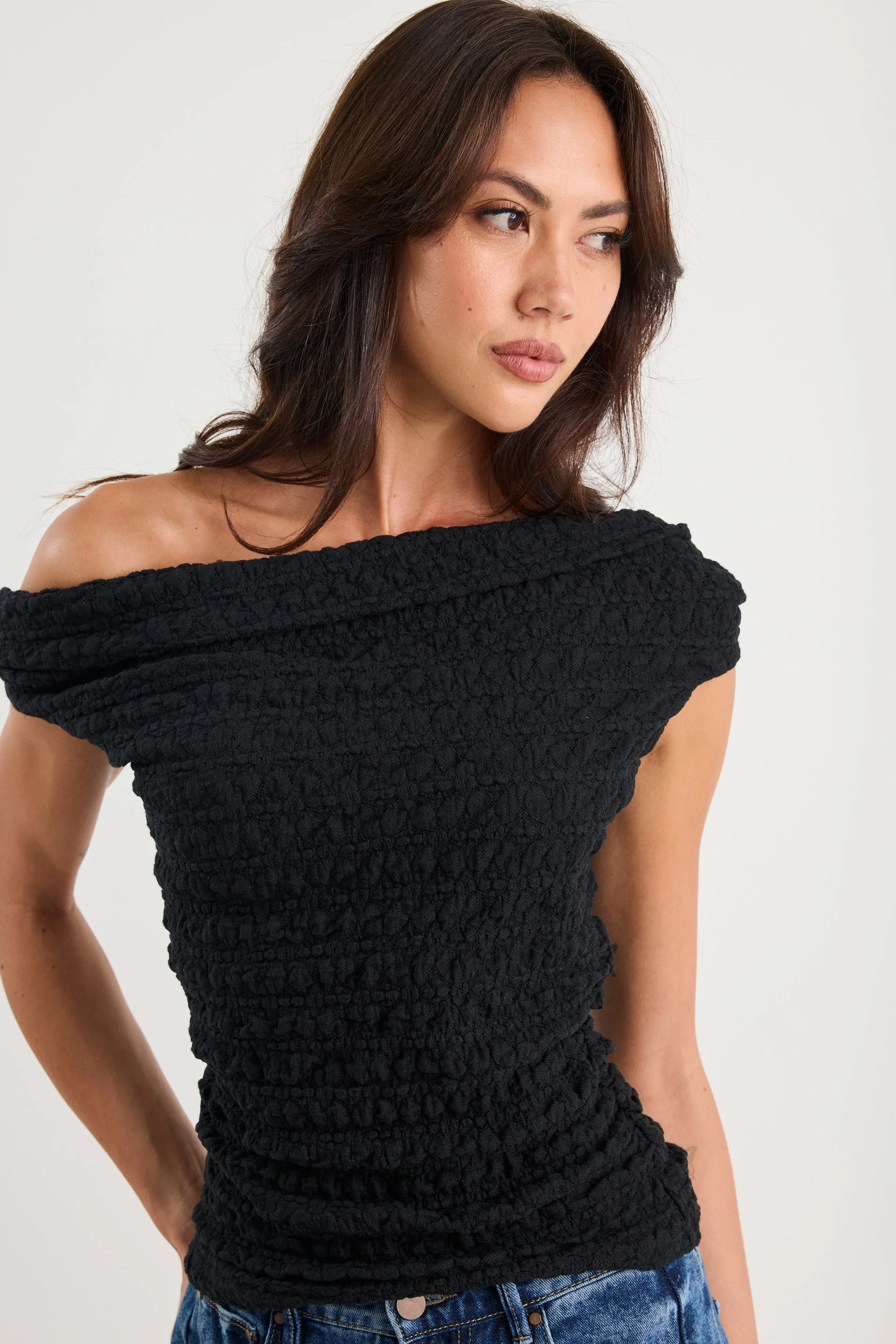 Nightlife Black Lace Stretch Multi Fit Sleeveless Top - Image 3