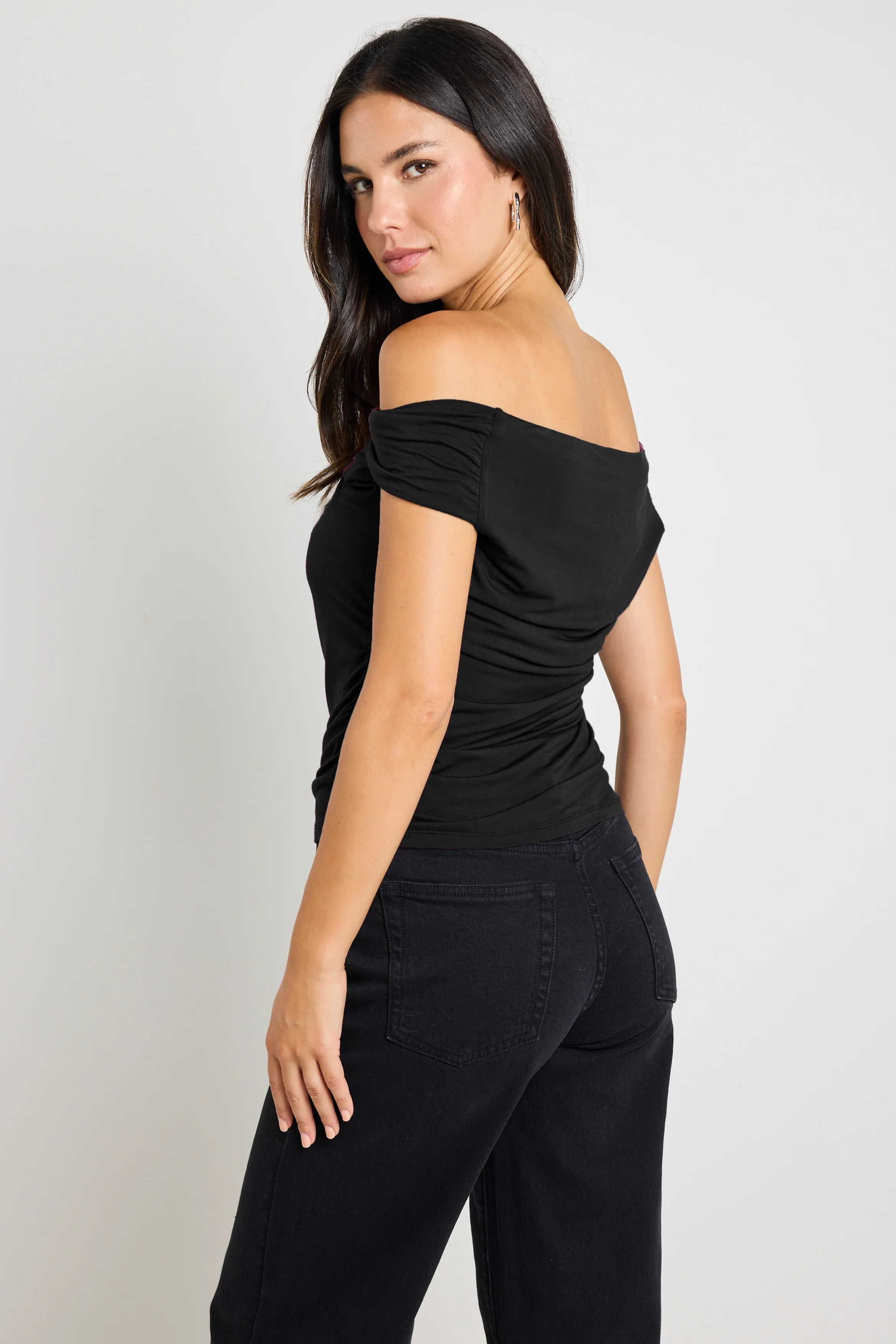 Nightlife Black Stretch Off Shoulder Top - Image 4
