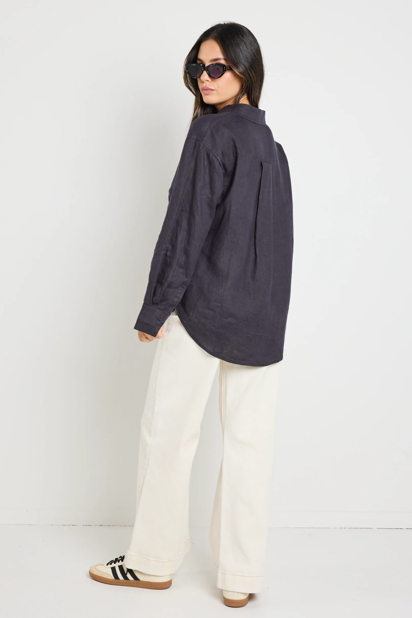 Optimum Charcoal Linen Classic Shirt - Image 6