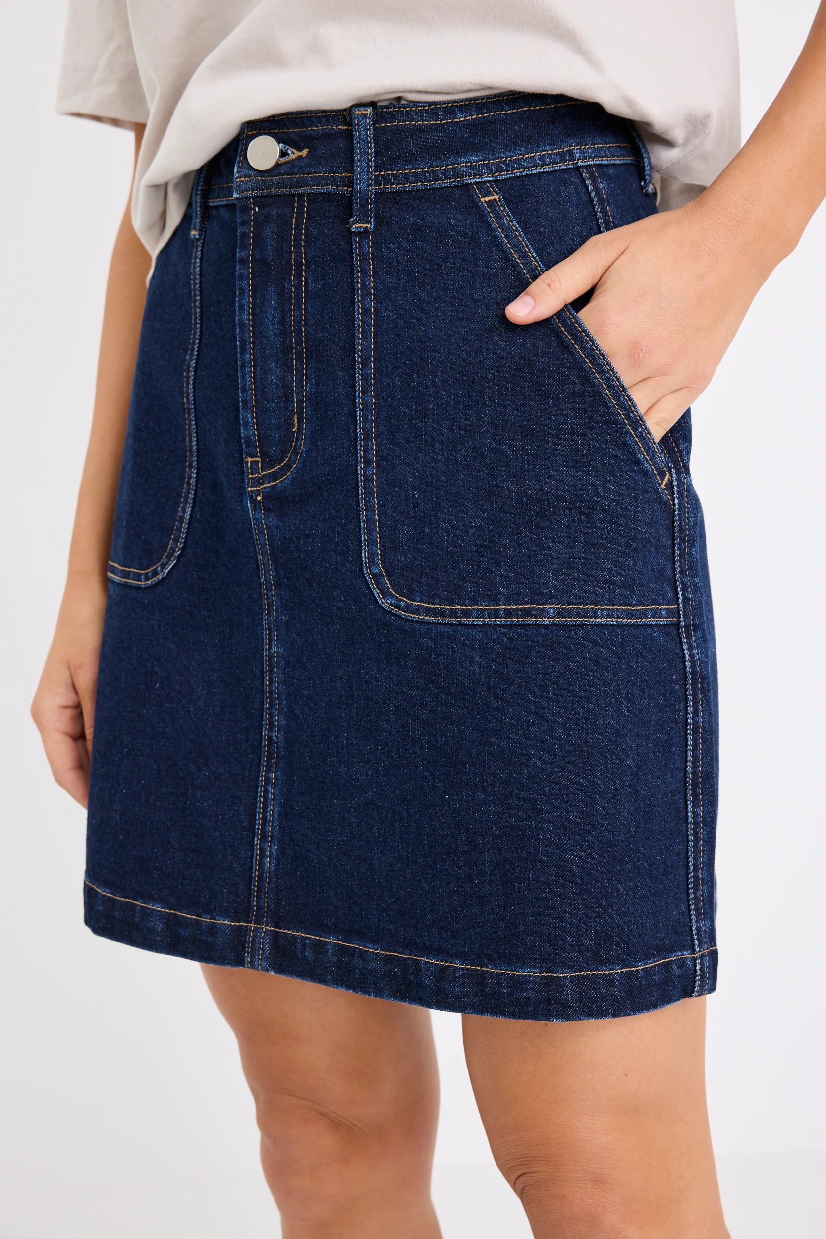 Orchard Indigo Front Denim Mini Skirt - Image 2