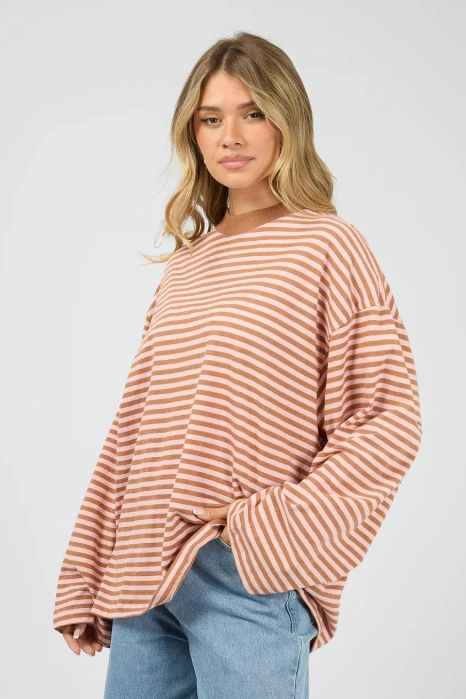 Paloma Cinnamon Pink Stripe LS Cotton Tee - Image 3
