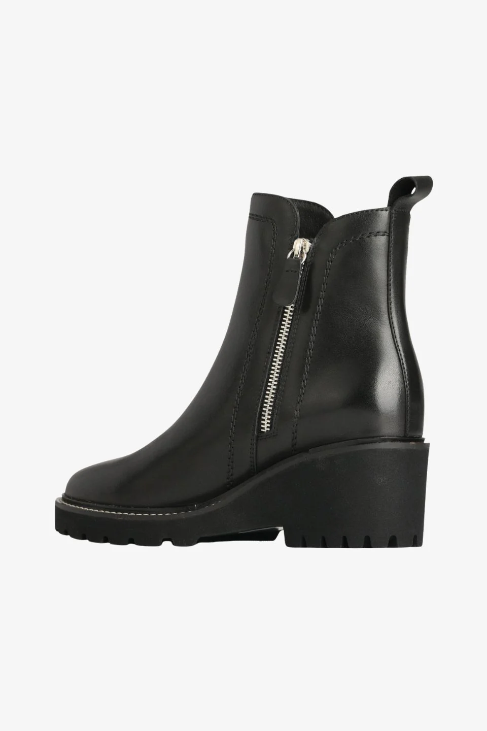 Parson Black Chunky Zip Leather Ankle Boot - Image 4