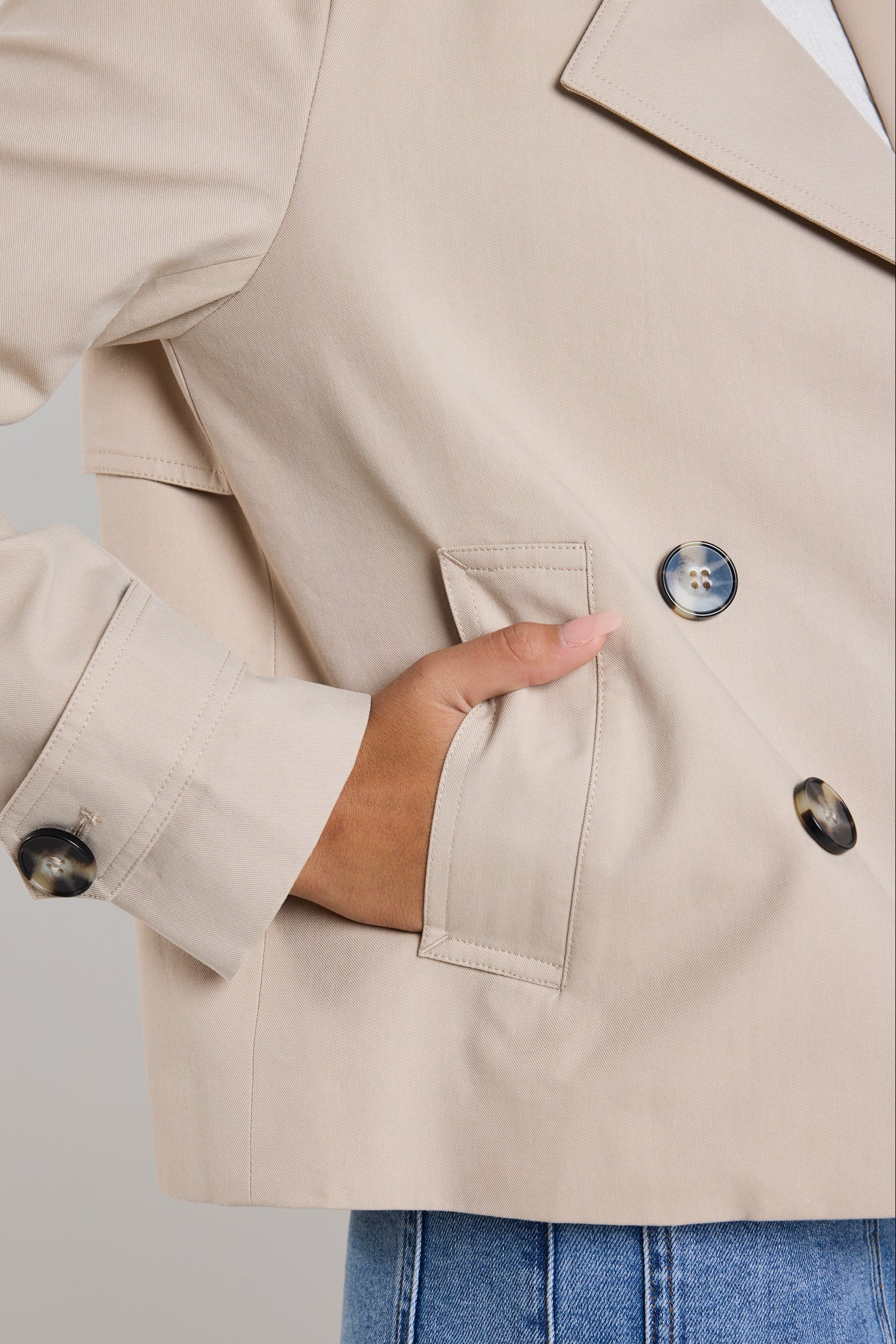 Pathway Taupe Cropped Trench Jacket - Image 7