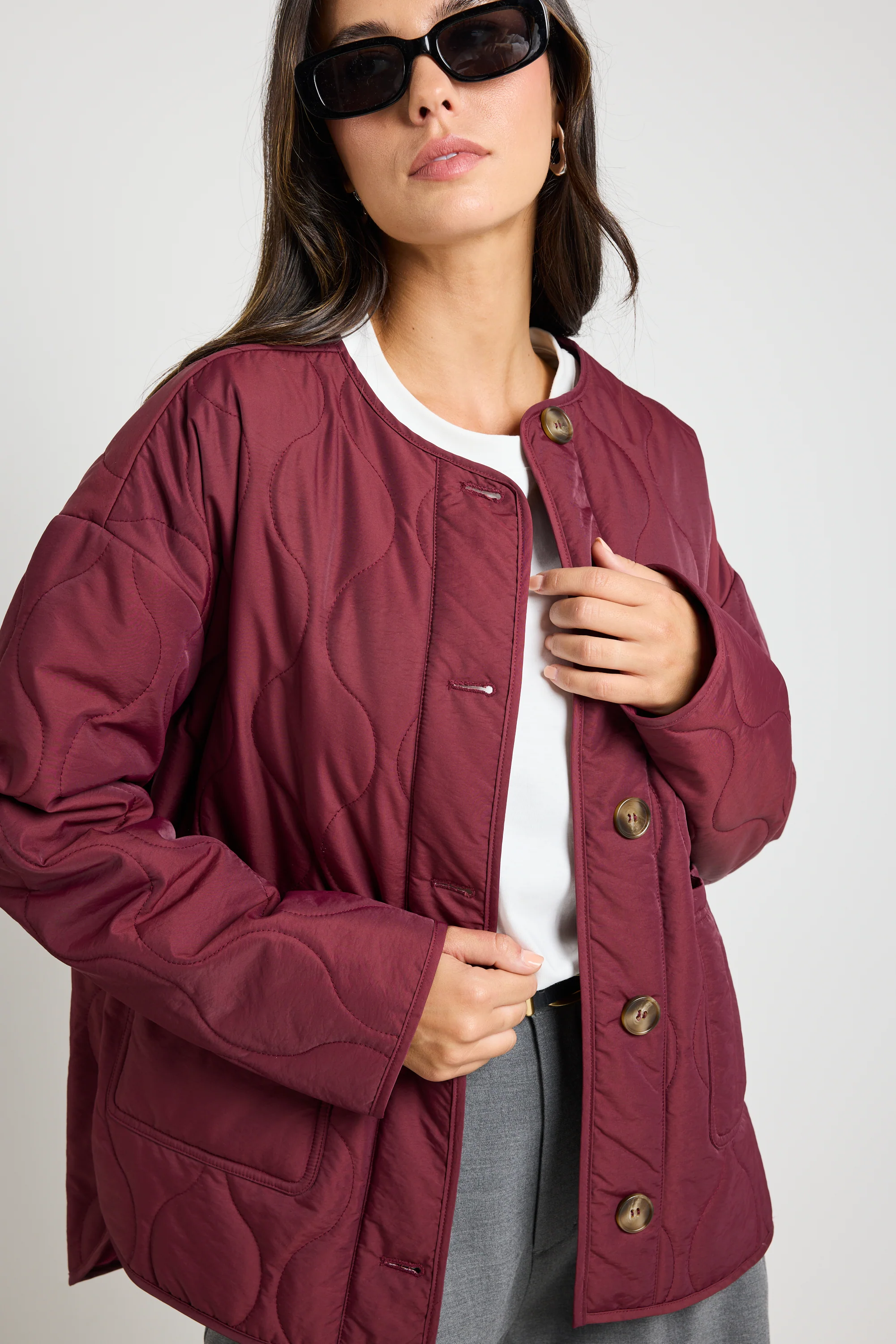Peak Burgundy Plum Oversized Padded Shell Jacket