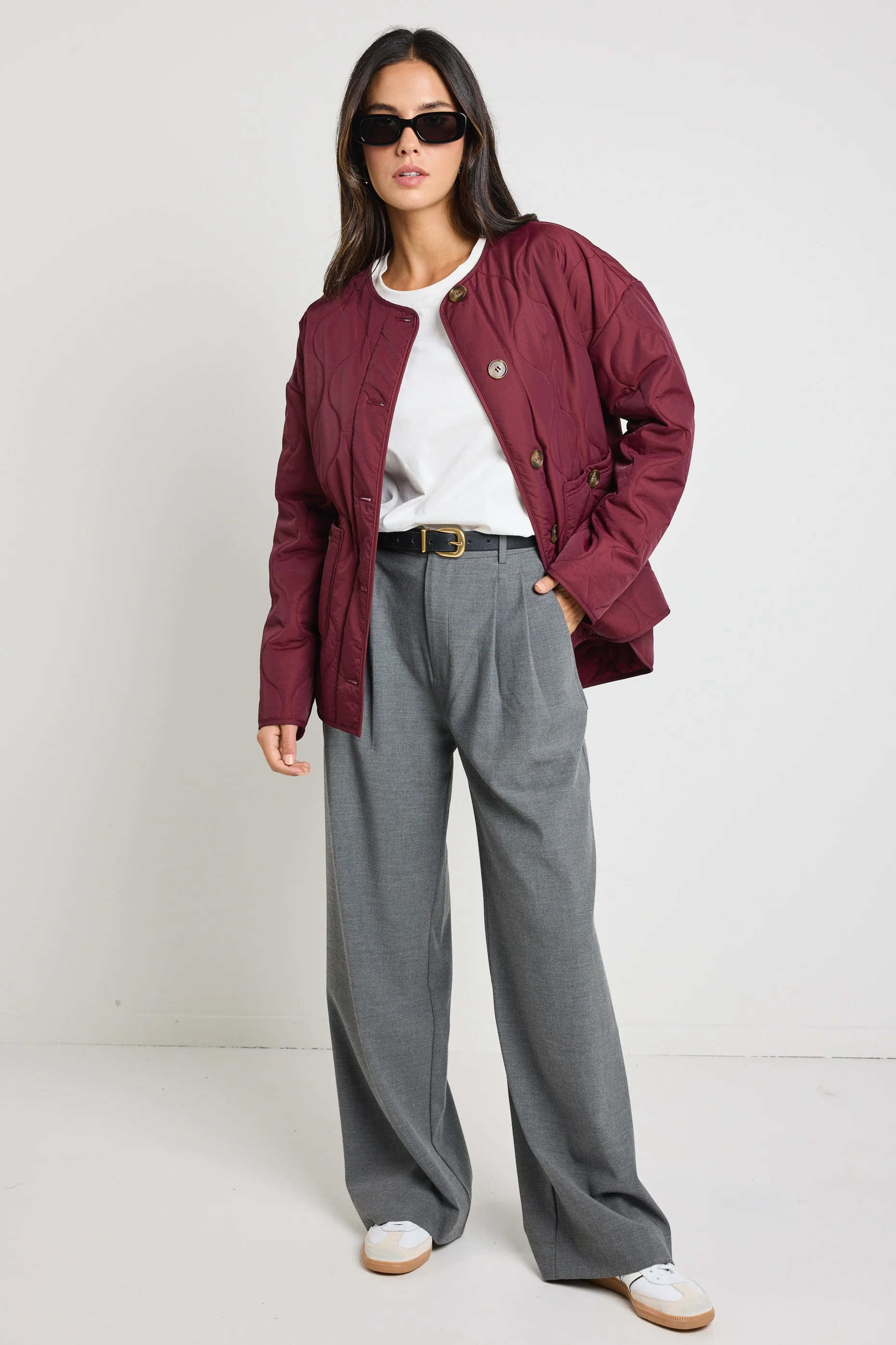 Peak Burgundy Plum Oversized Padded Shell Jacket - Image 2
