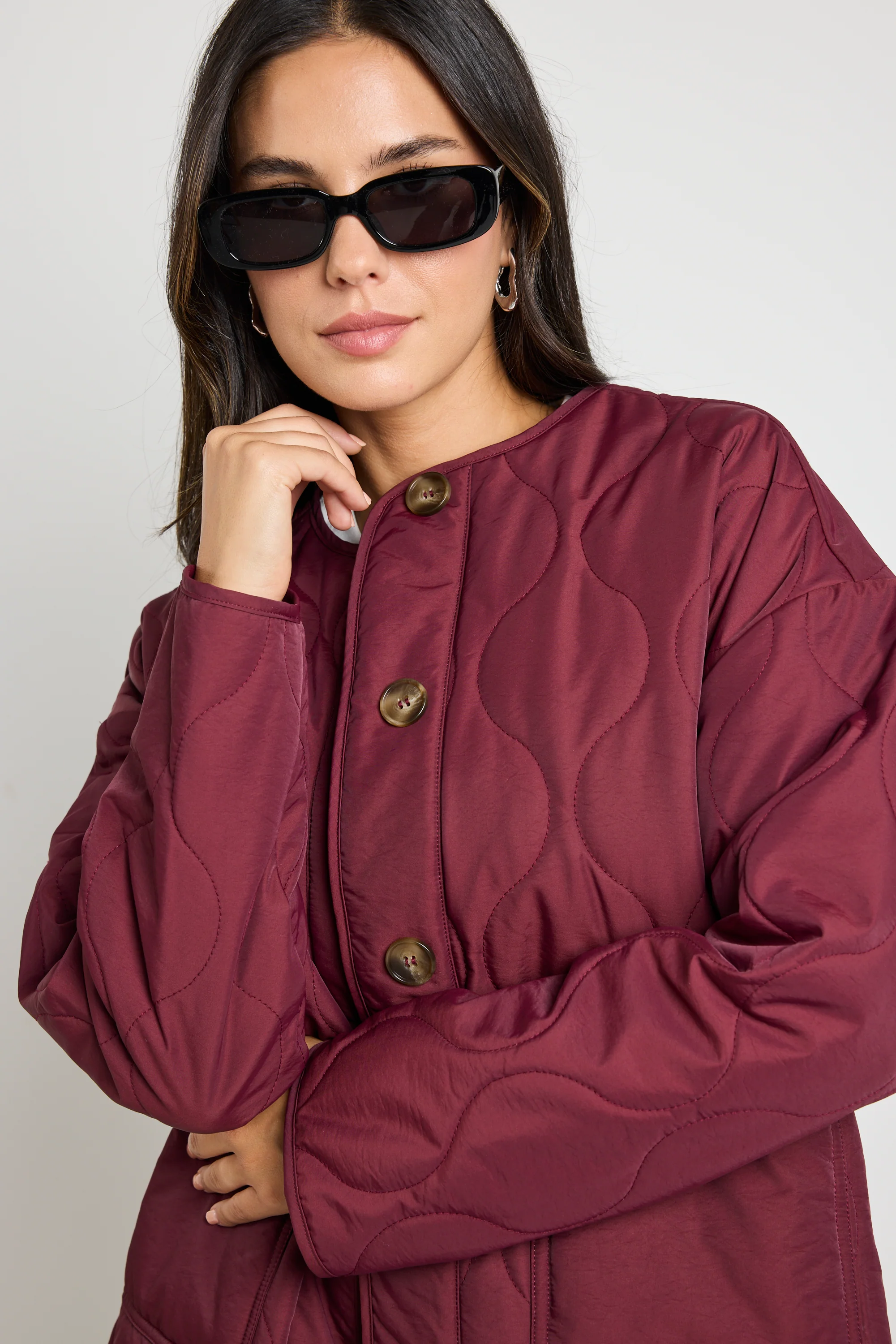 Peak Burgundy Plum Oversized Padded Shell Jacket - Image 5
