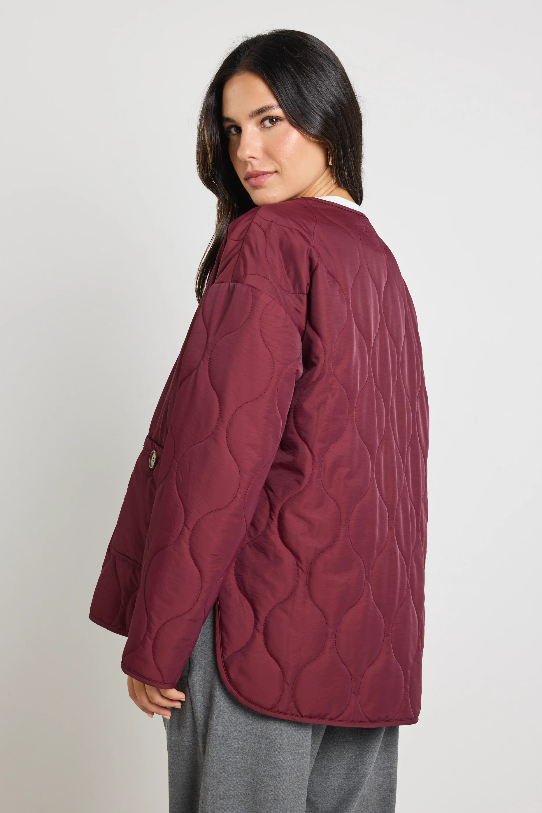 Peak Burgundy Plum Oversized Padded Shell Jacket - Image 6