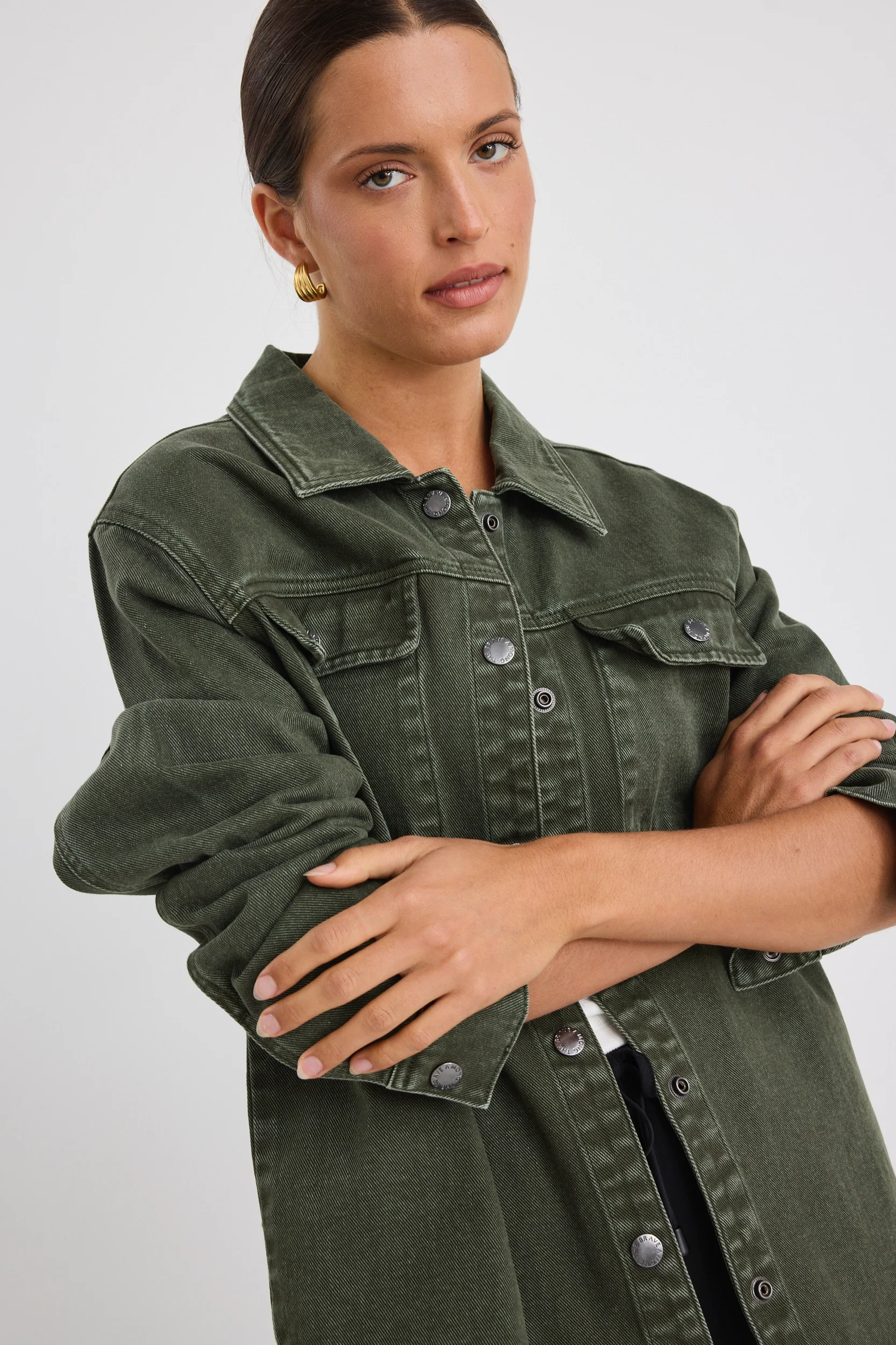 Penny Dark Khaki Denim Shacket - Image 5
