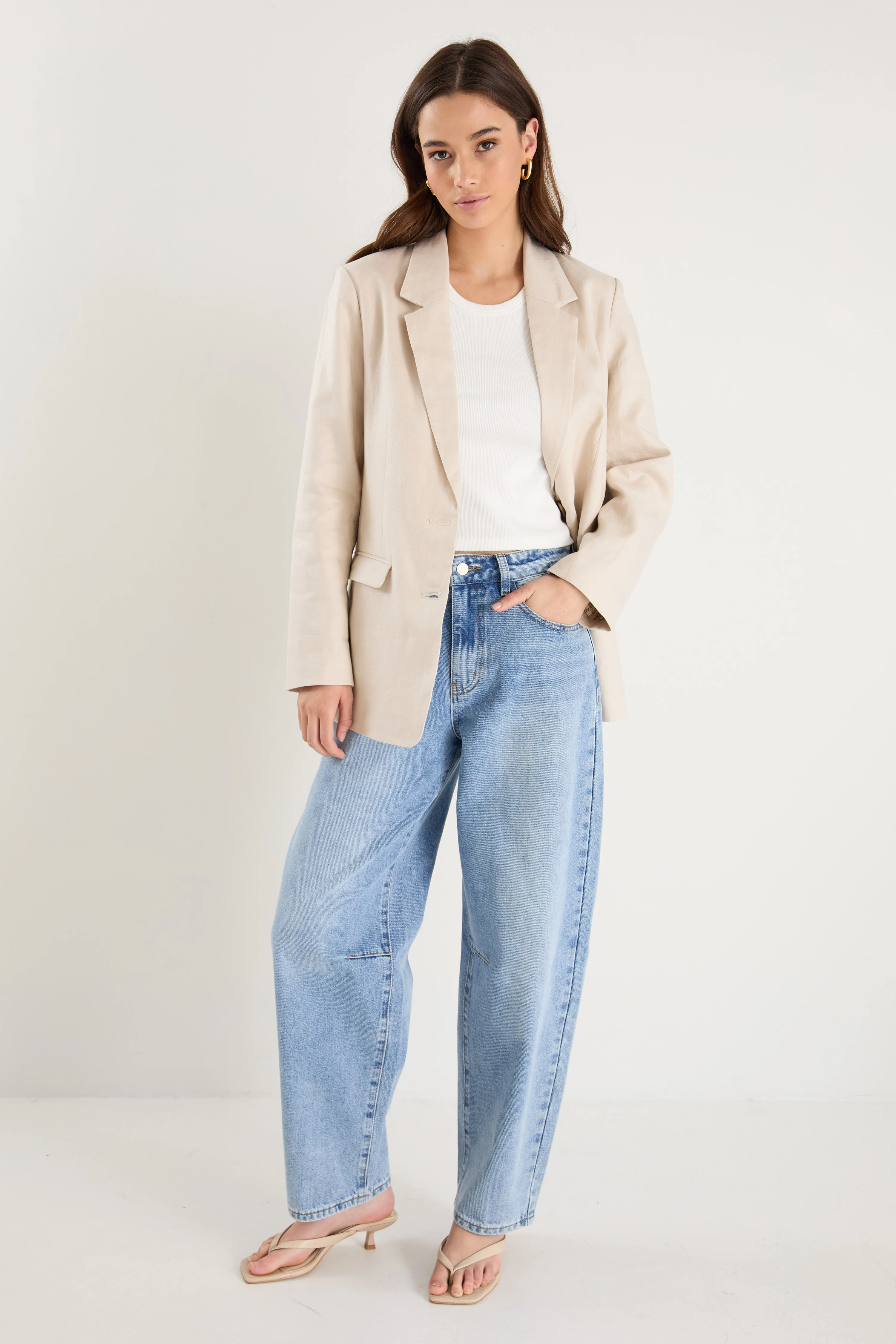Pillar Cream Linen 2 Button Blazer - Image 2