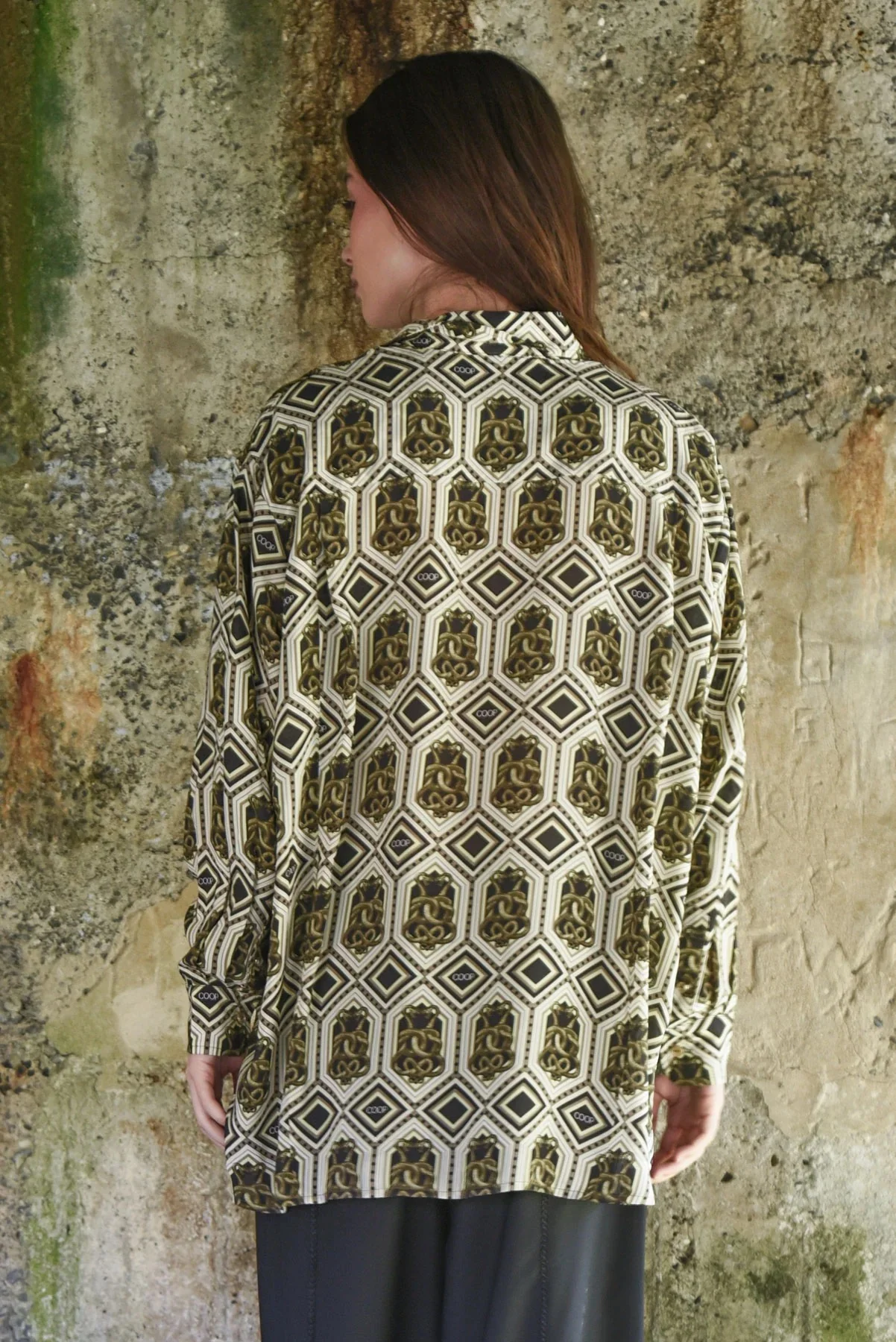 Pocket Full Of Chic Bronze Snake Print LS Shirt - Image 3