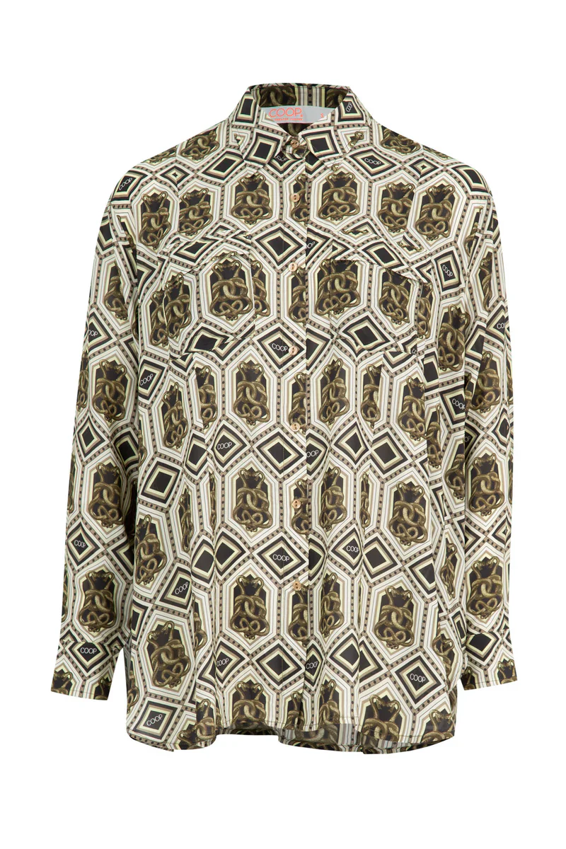 Pocket Full Of Chic Bronze Snake Print LS Shirt - Image 5