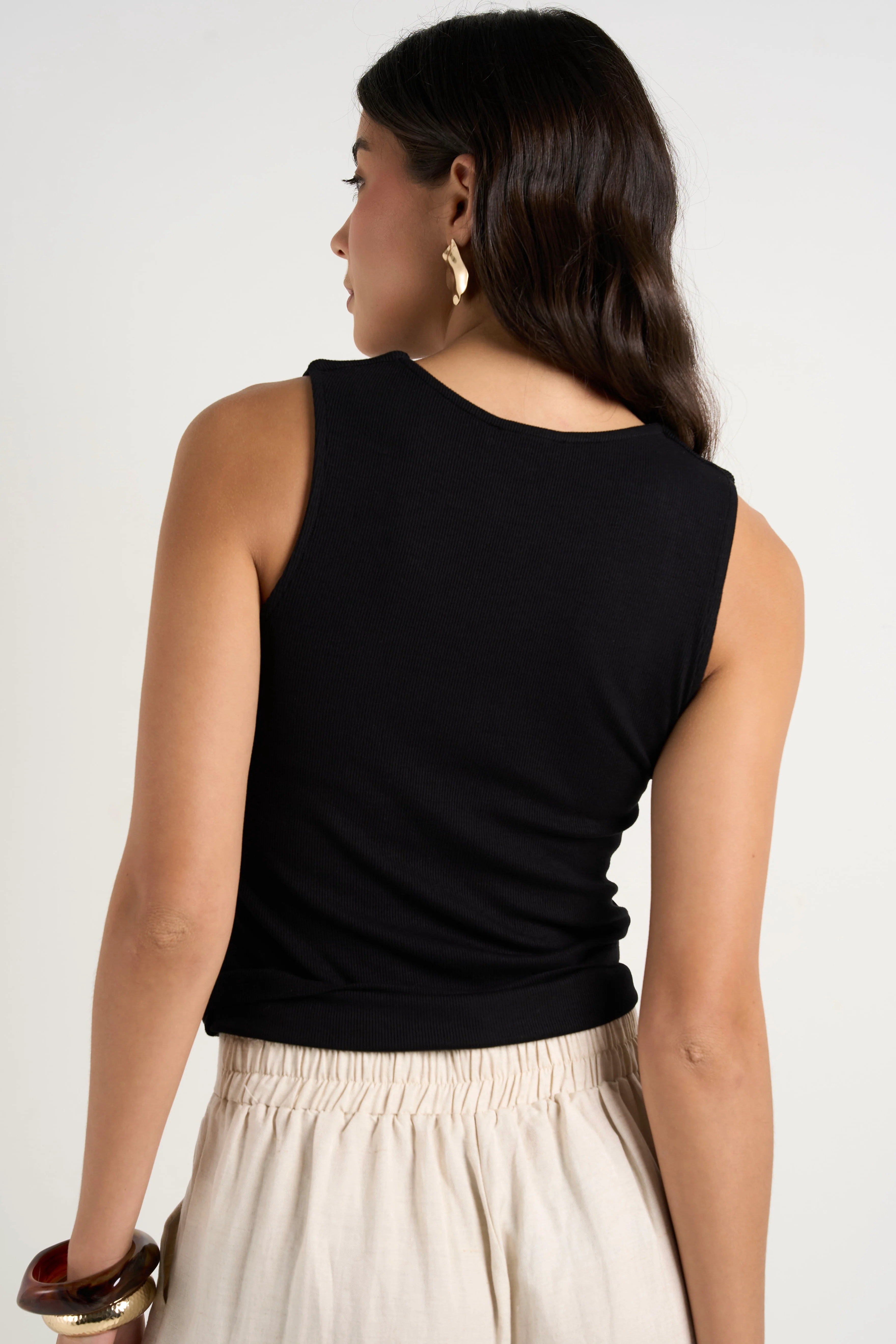 Positive Black Rib Square Neck Tank - Image 4