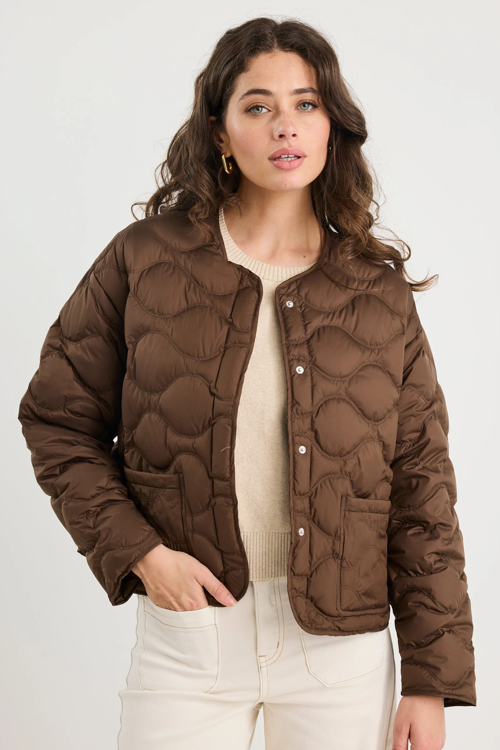 Premium Chocolate Down Filled Quilted Puffer Jacket - Image 2
