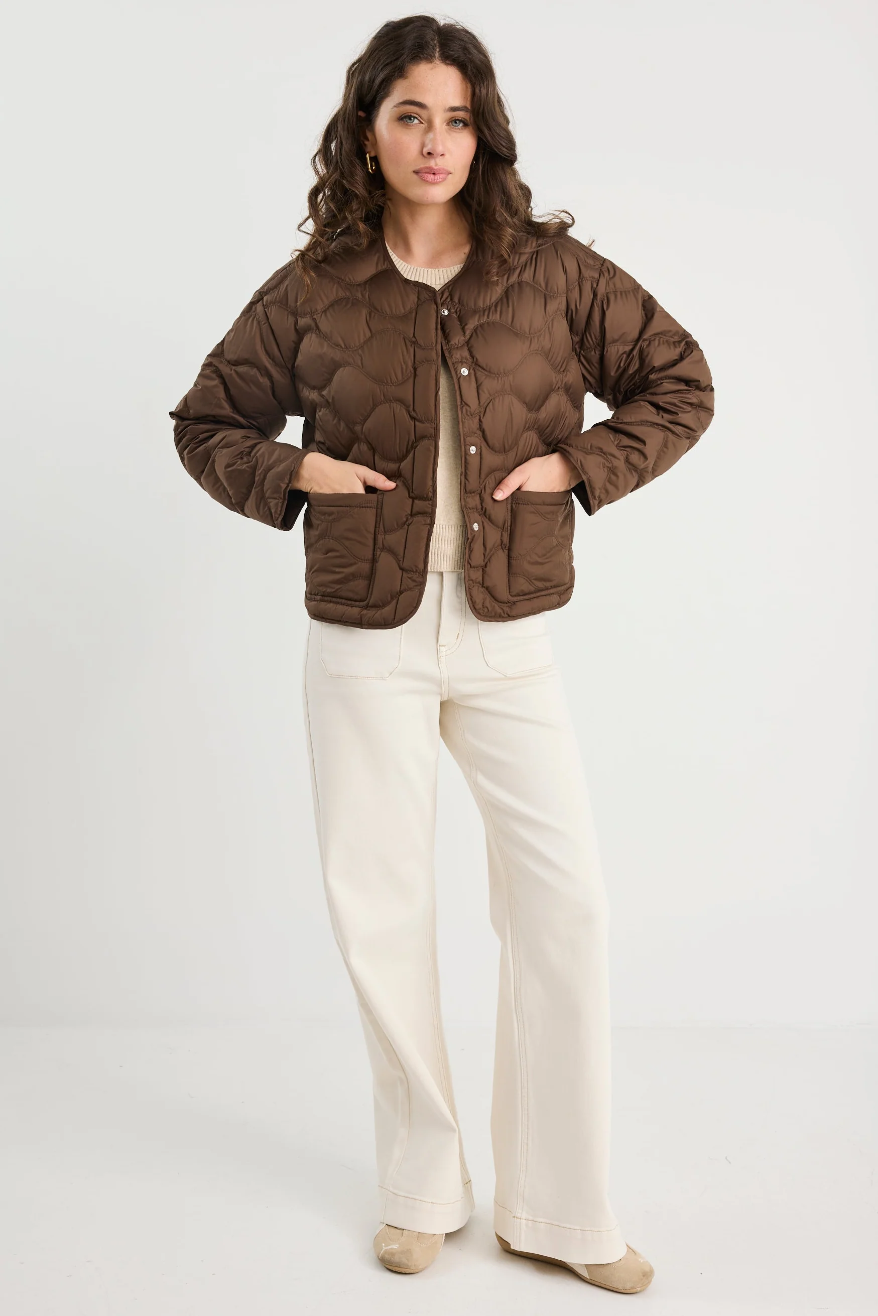 Premium Chocolate Down Filled Quilted Puffer Jacket - Image 3