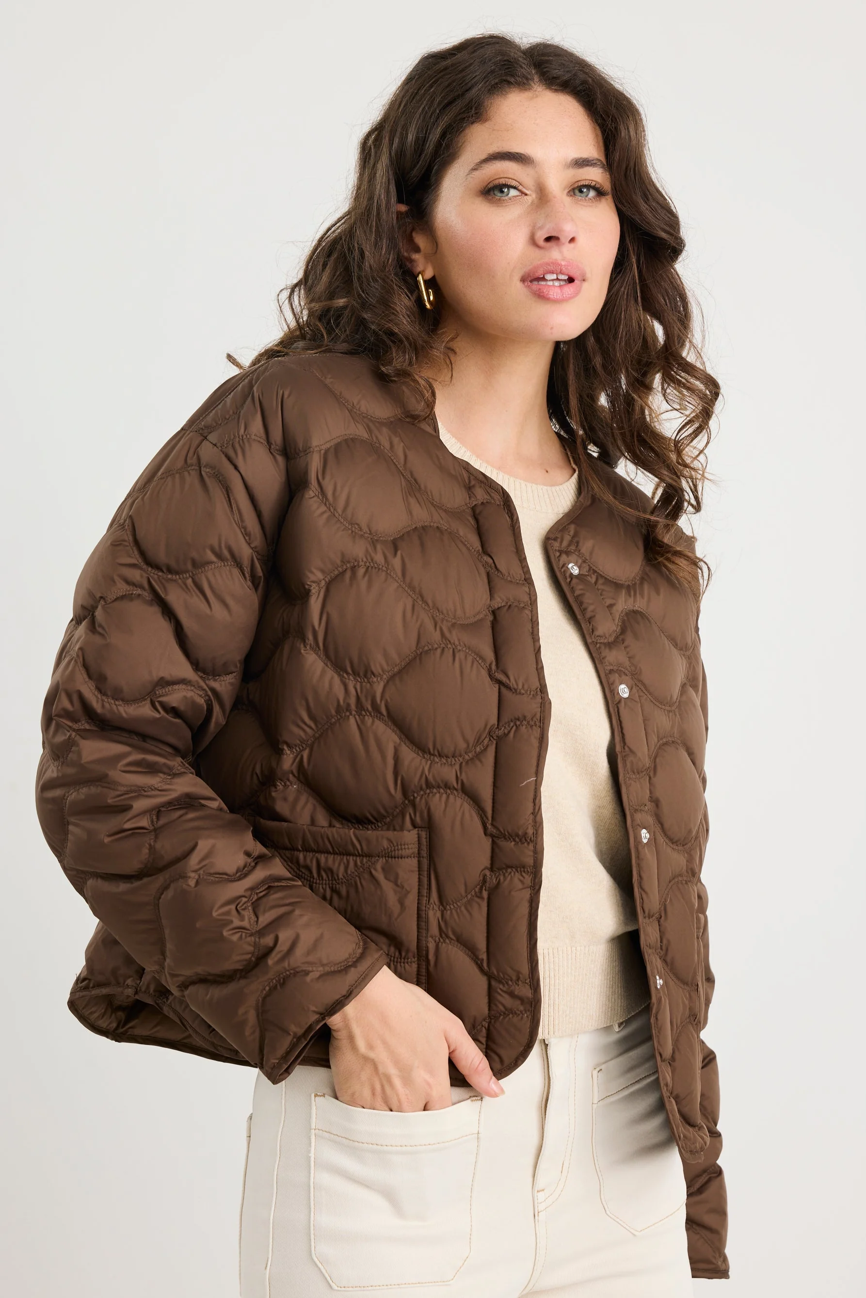 Premium Chocolate Down Filled Quilted Puffer Jacket - Image 4