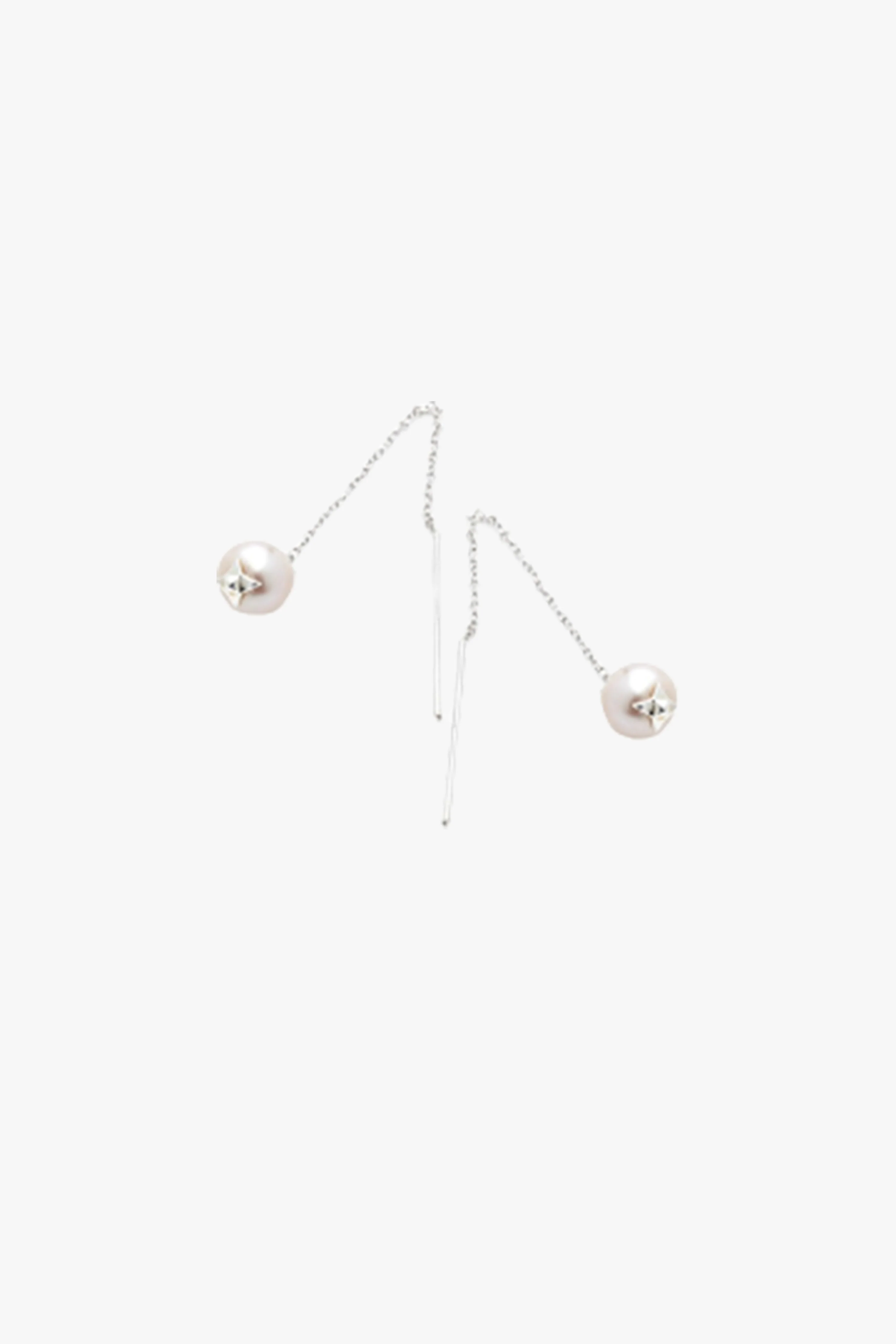 Purity Thread Pearl Earrings Silver