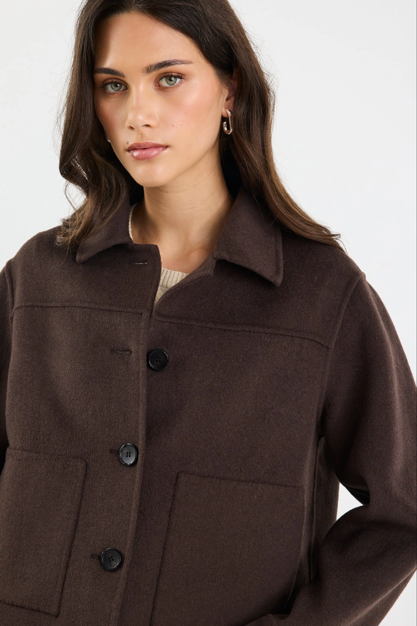 Ranger Chocolate Marle Wool Blend Soft Jacket - Image 3