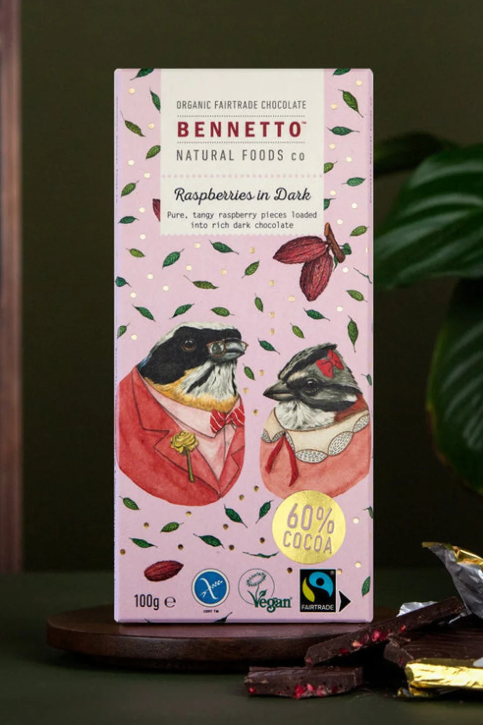 Raspberries 80g Pink Dark Fairtrade Chocolate - Image 3