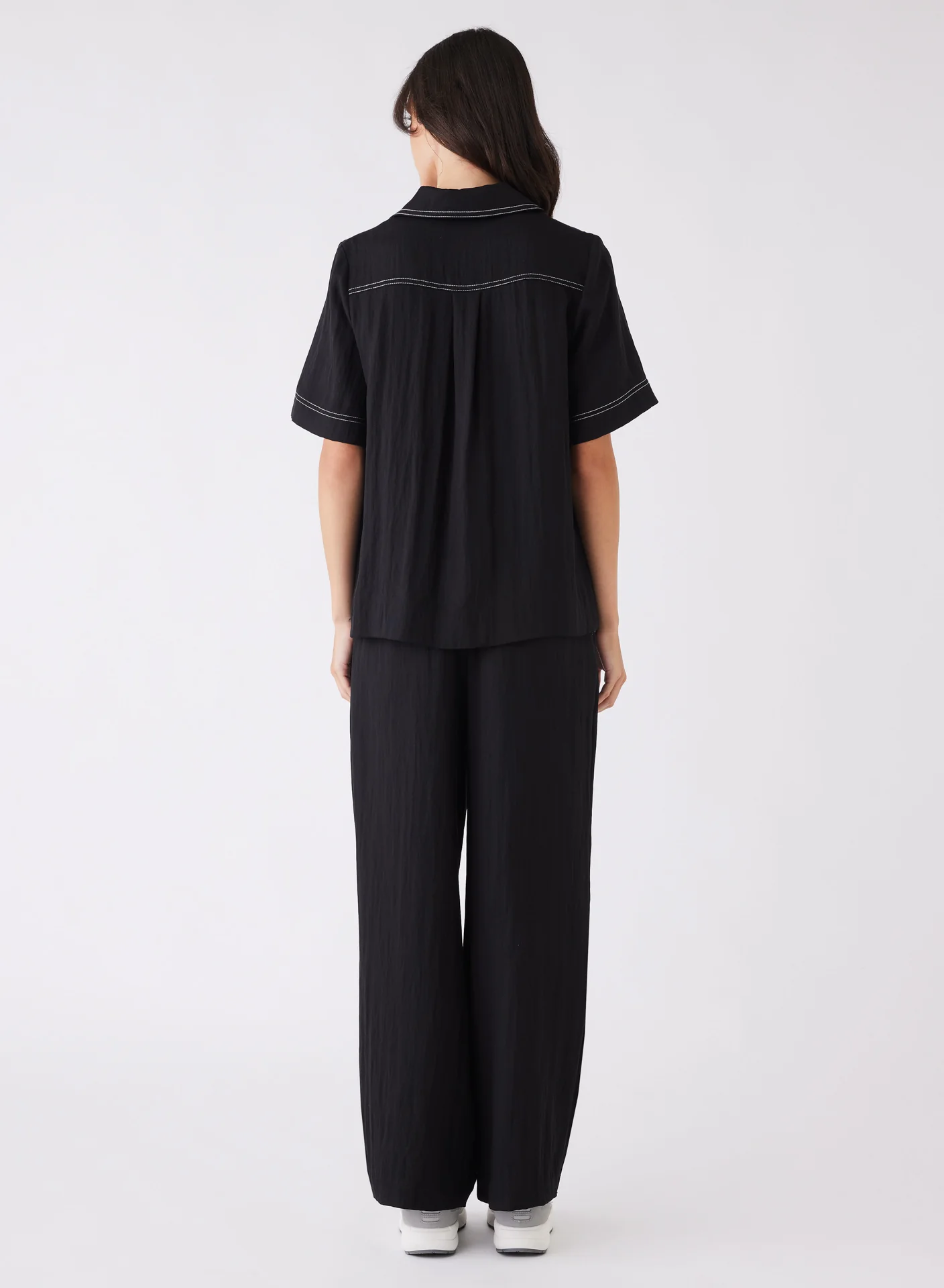 Rebound Black One Button Contrast Stitch SS Shirt - Image 4