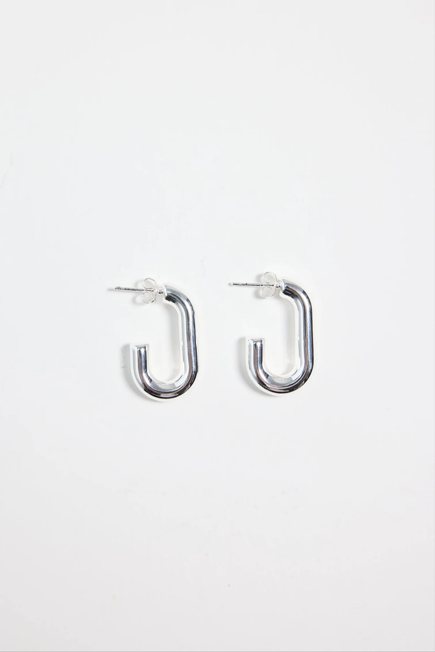 Rectangle Sterling Silver Plate Huggie Earring