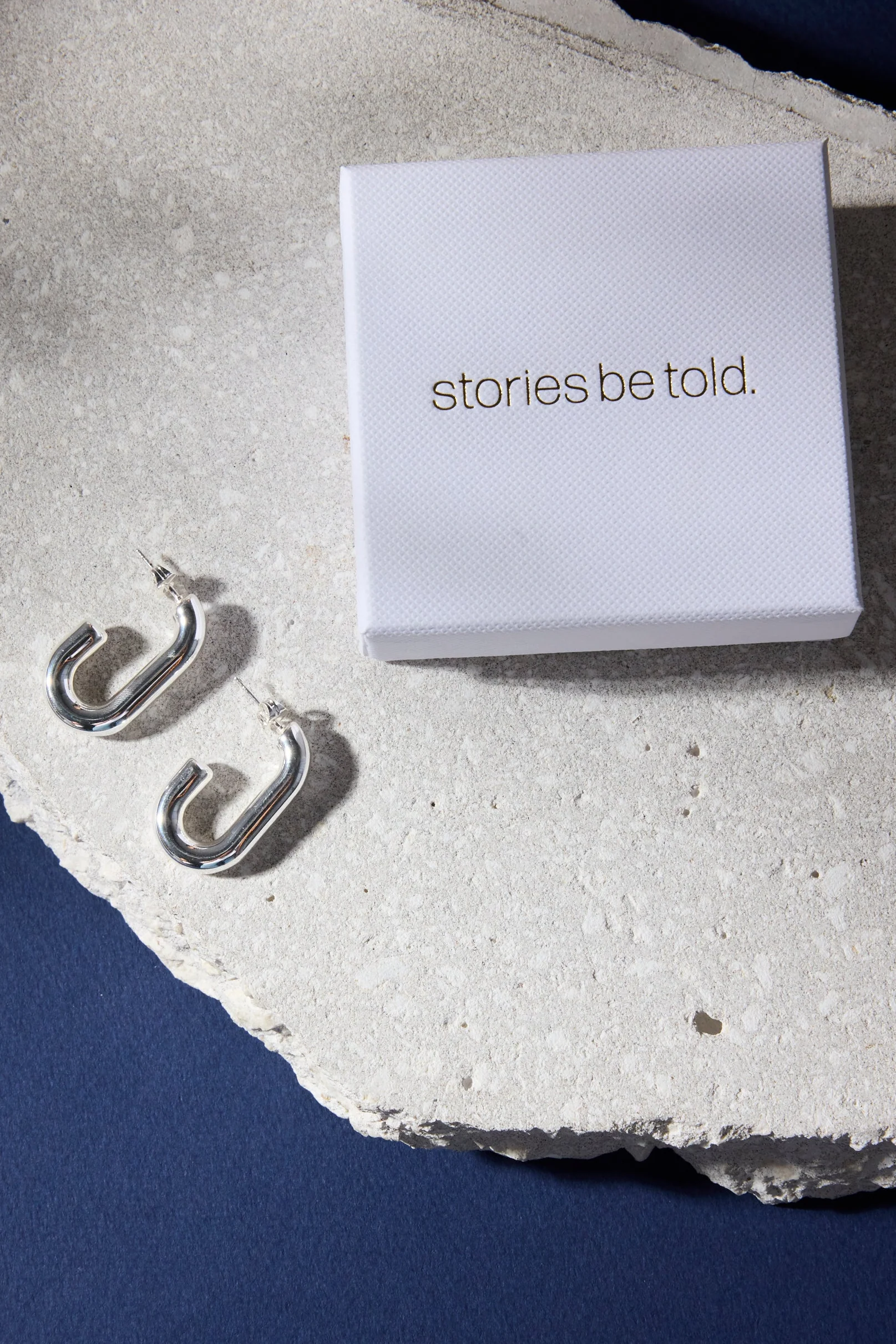 Rectangle Sterling Silver Plate Huggie Earring - Image 3
