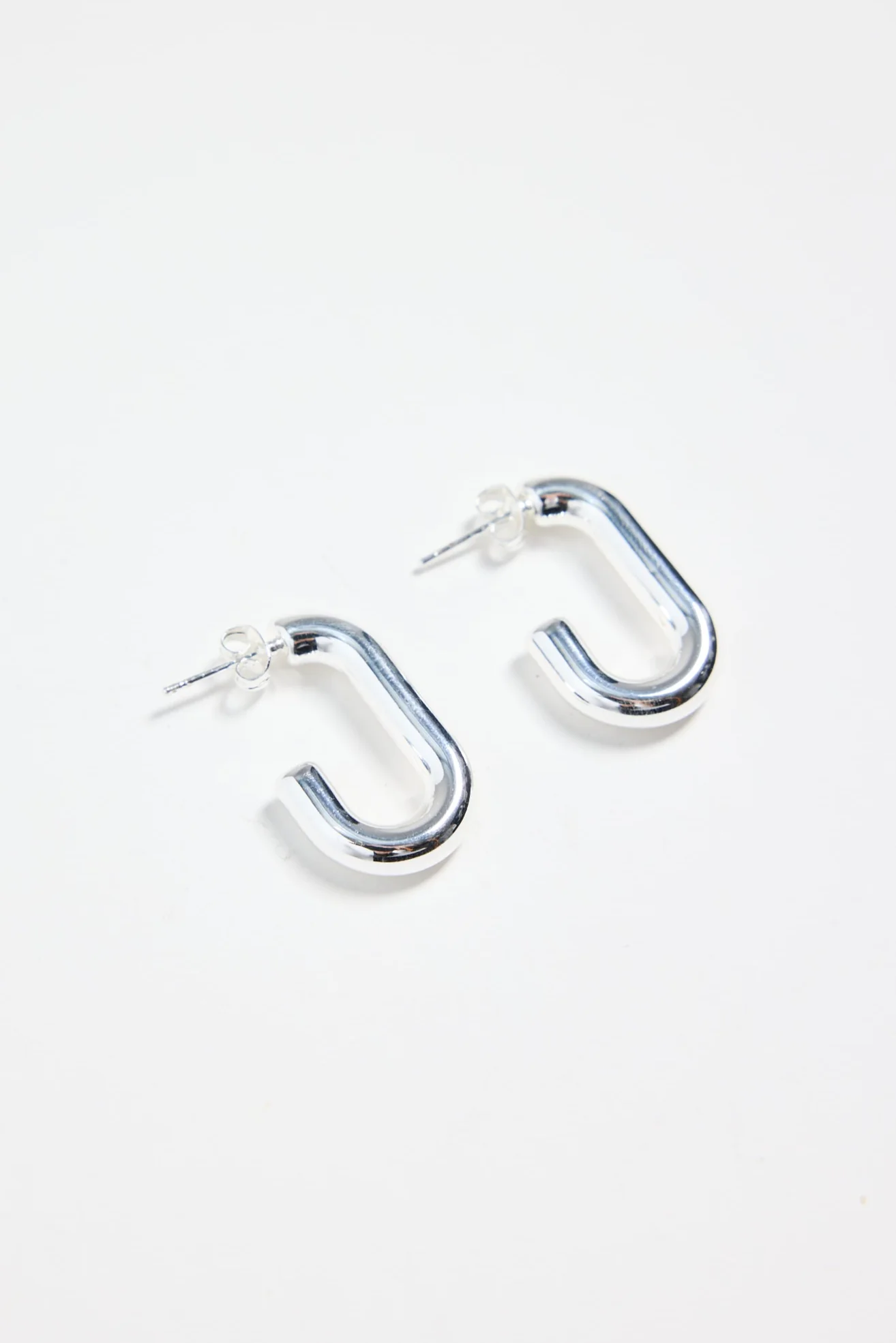 Rectangle Sterling Silver Plate Huggie Earring - Image 4
