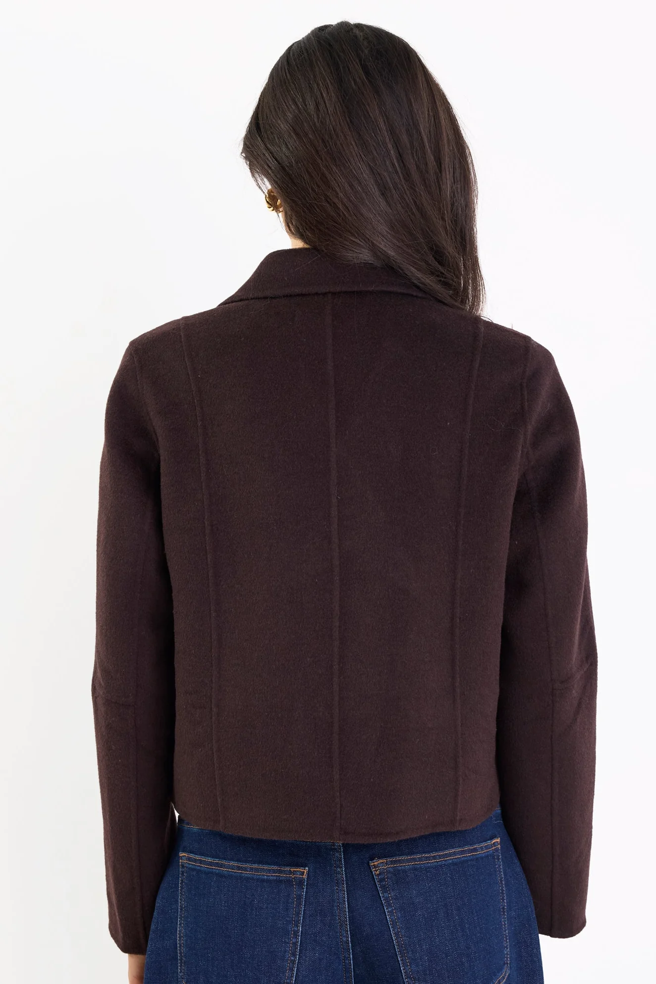 Reverie Chocolate Melton Double Breasted Peacoat - Image 5