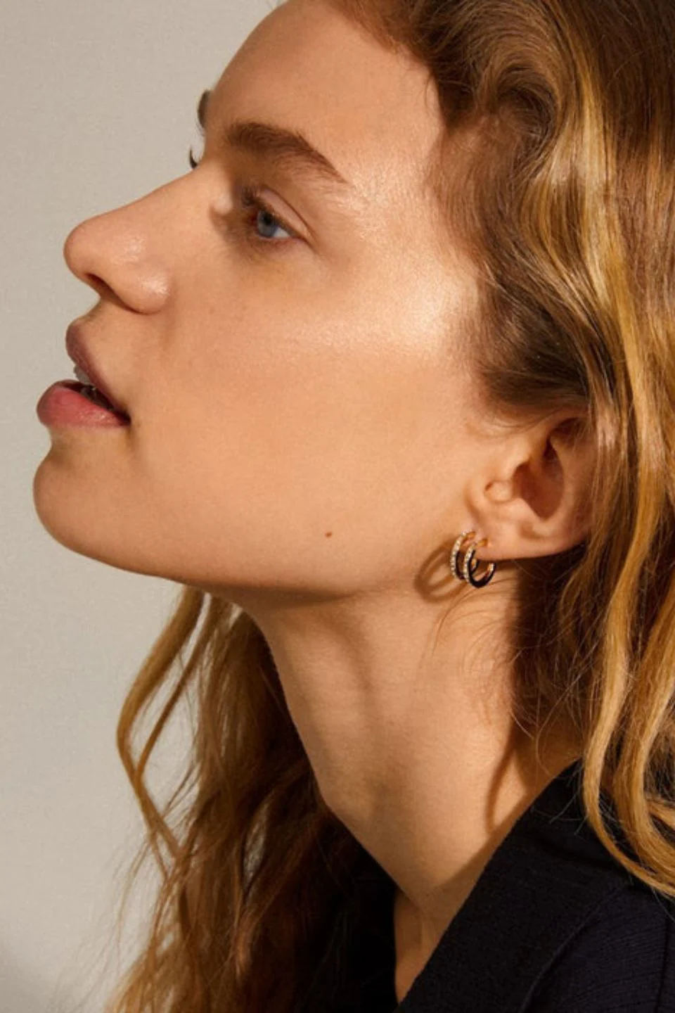 Roberta Pi Gold Plated Crystal 12mm Earrings - Image 2