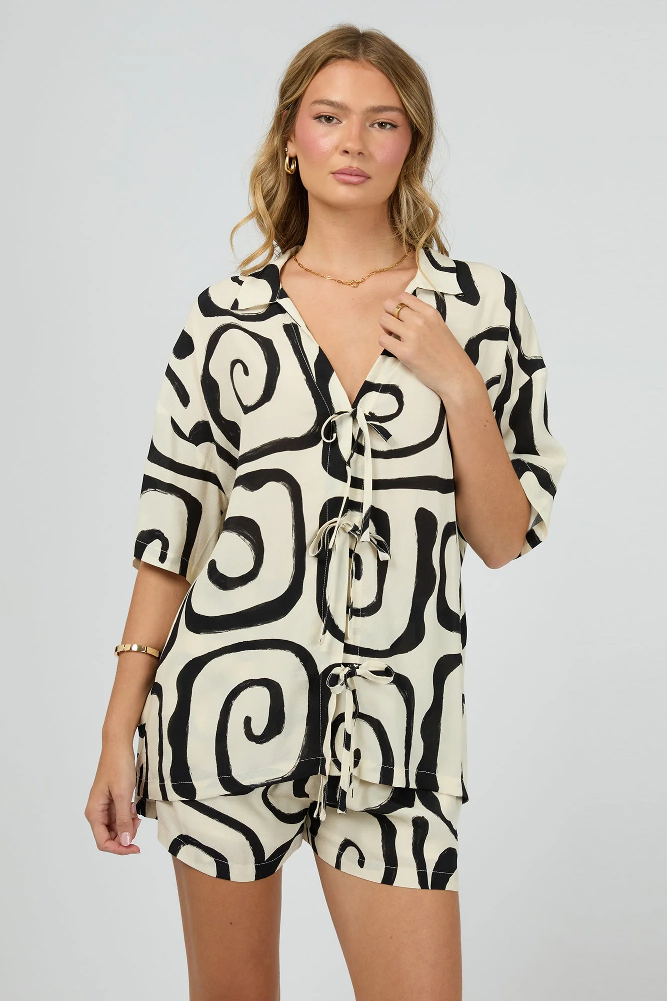 Romee Vanilla Print Multi Tie Shirt