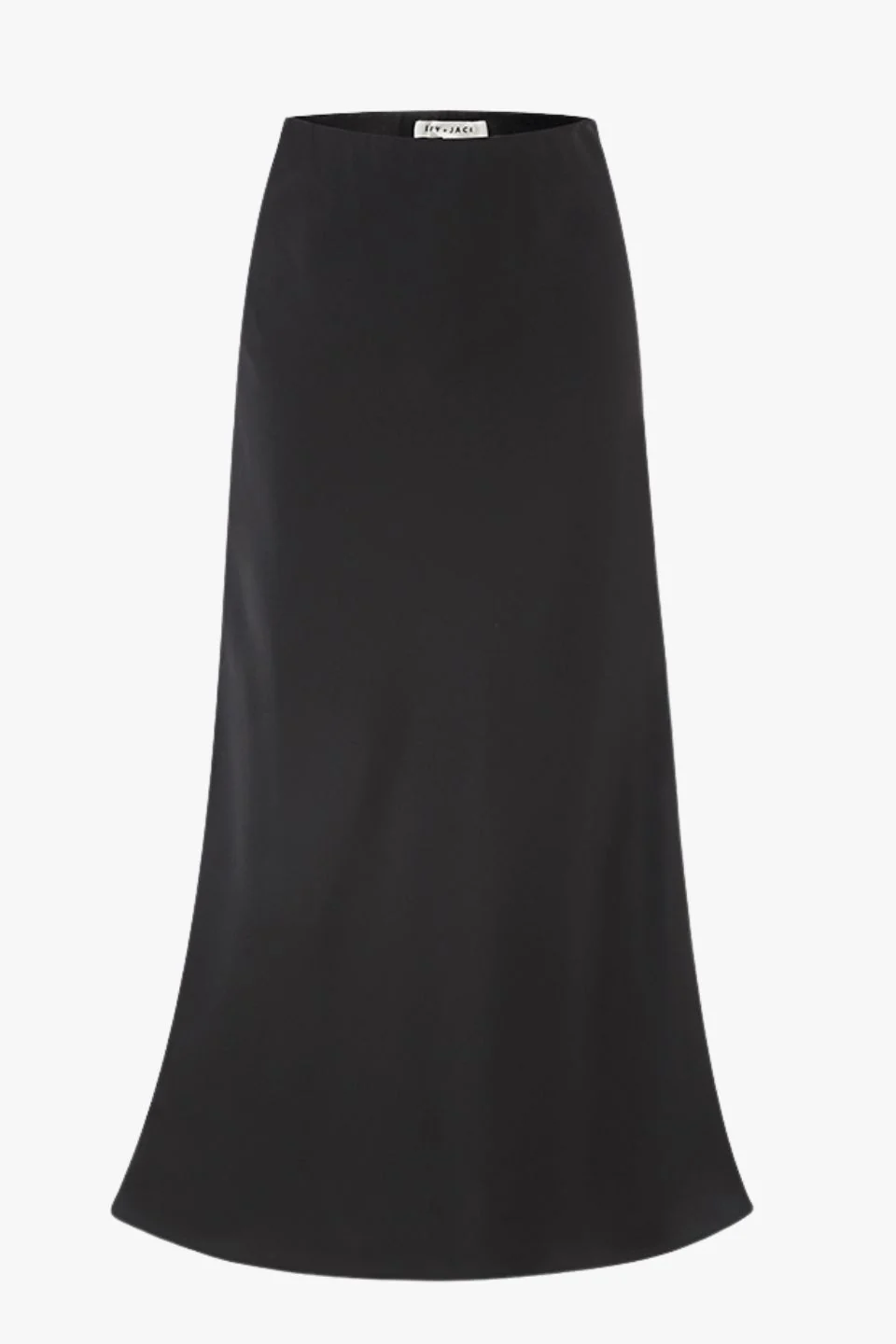Rosette Black Satin Bias Midi Skirt - Image 6