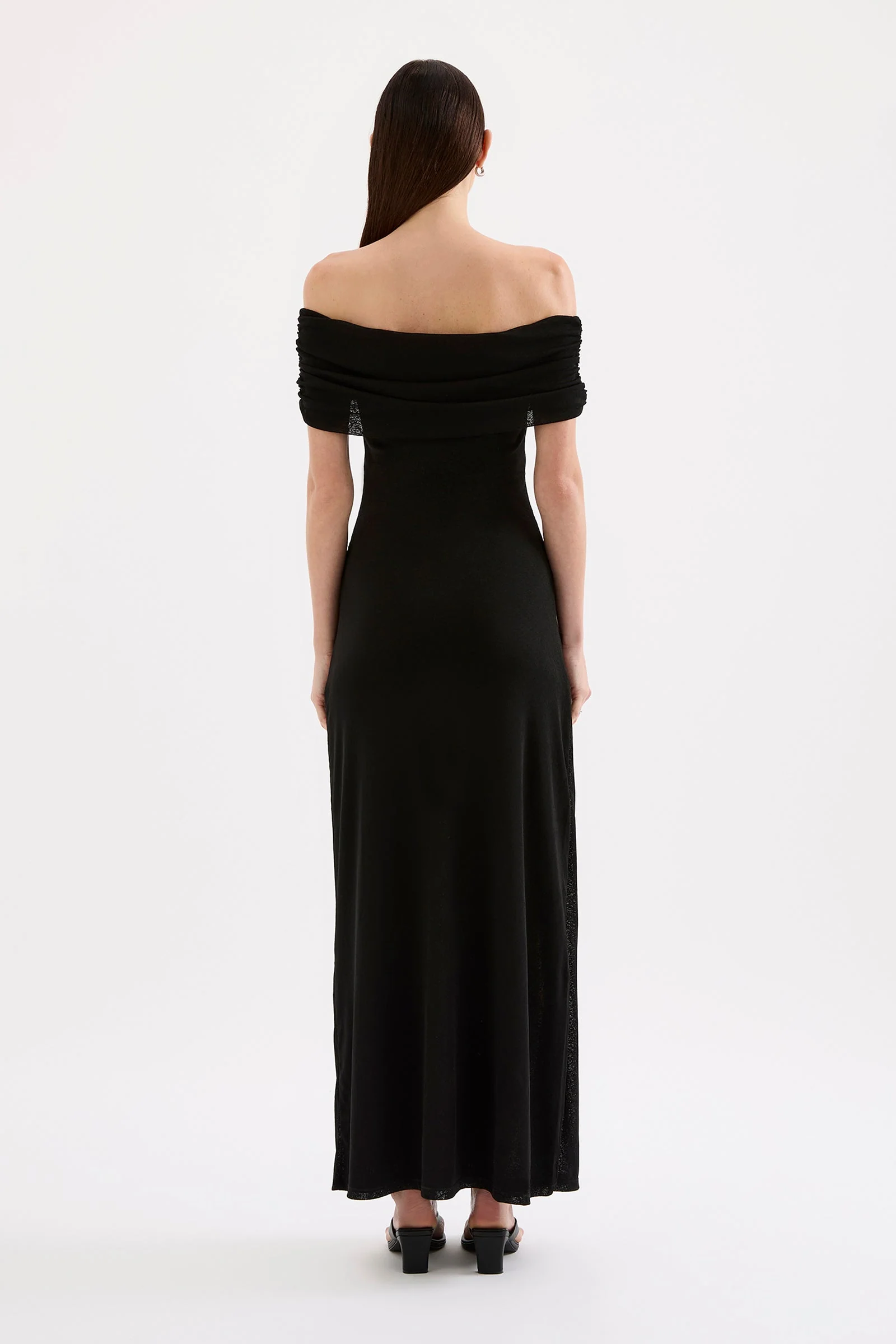 Rue Black Mesh Off Shoulder SS Midi Dress - Image 6