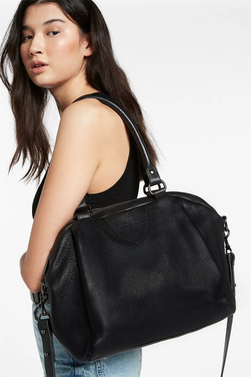 Force of Being Black Leather Handbag - Image 3
