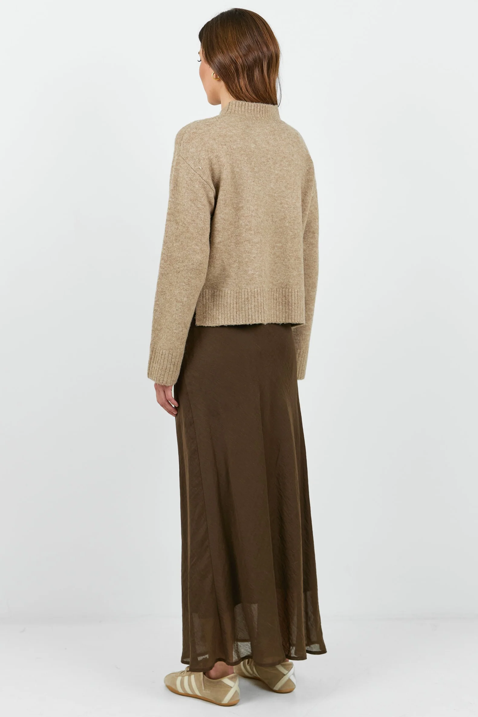 Sahara Chocolate Luxe Linen Blend Bias Maxi Skirt - Image 6