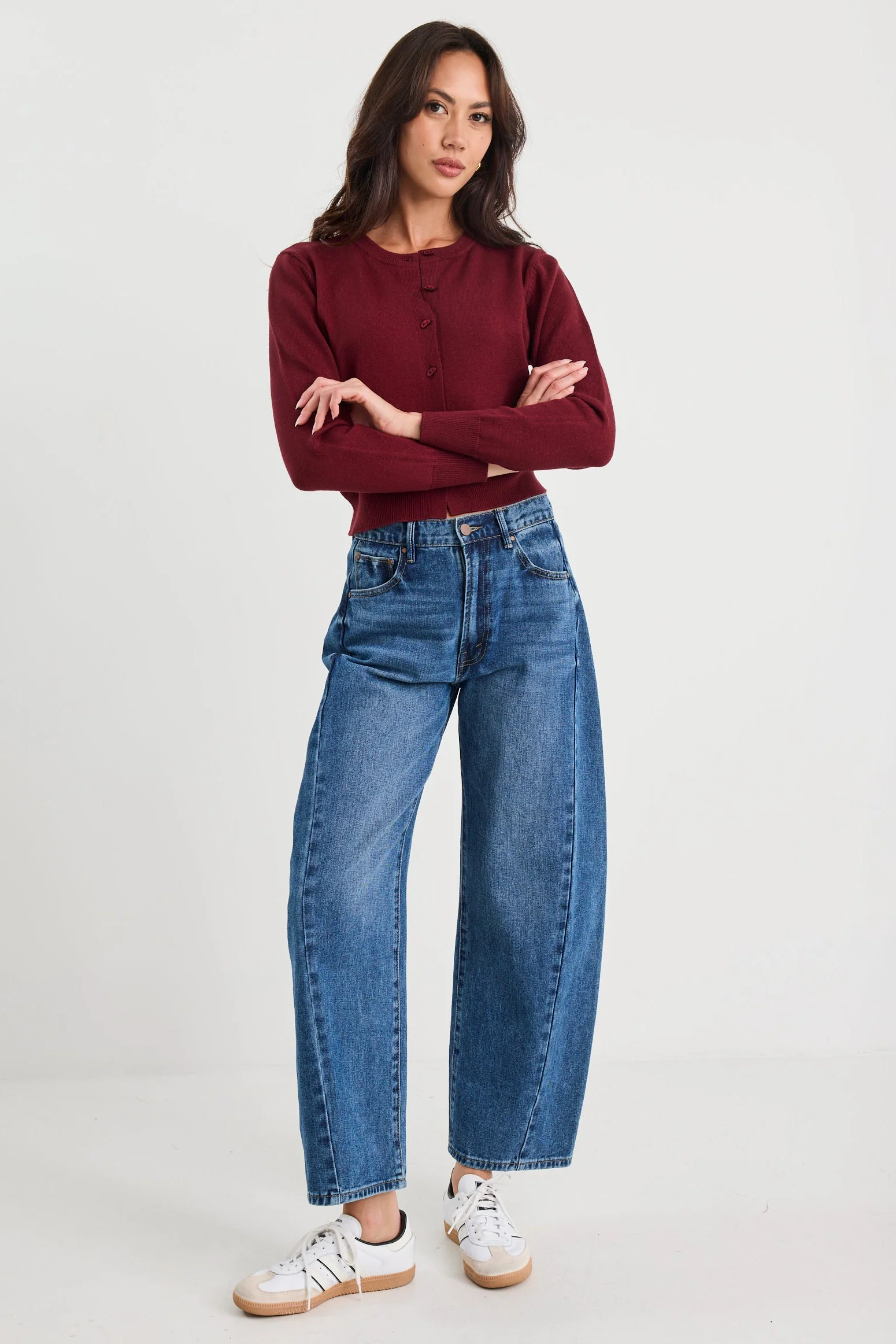 Sanctify Burgundy Crewneck Cardigan - Image 4