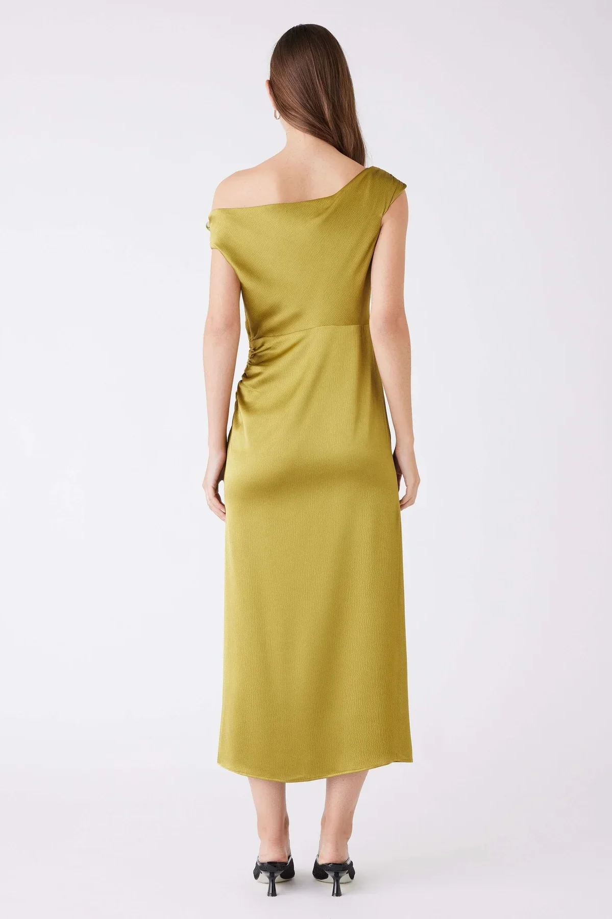Satelite Green Off Shoulder SS Midi Dress - Image 3