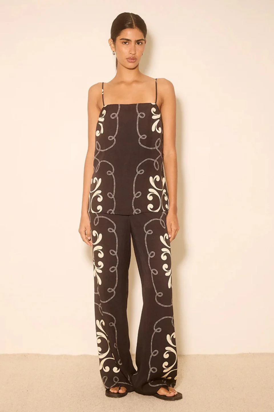 Savanna Black Contrast Print Pant