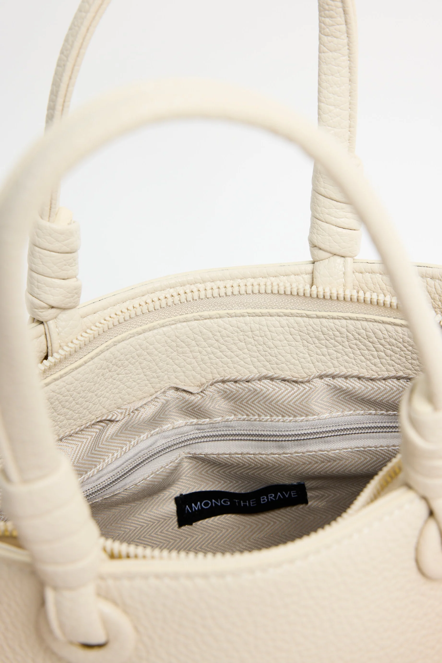 Siena Beige PU Leather Small Knot Top Handle Bag - Image 5