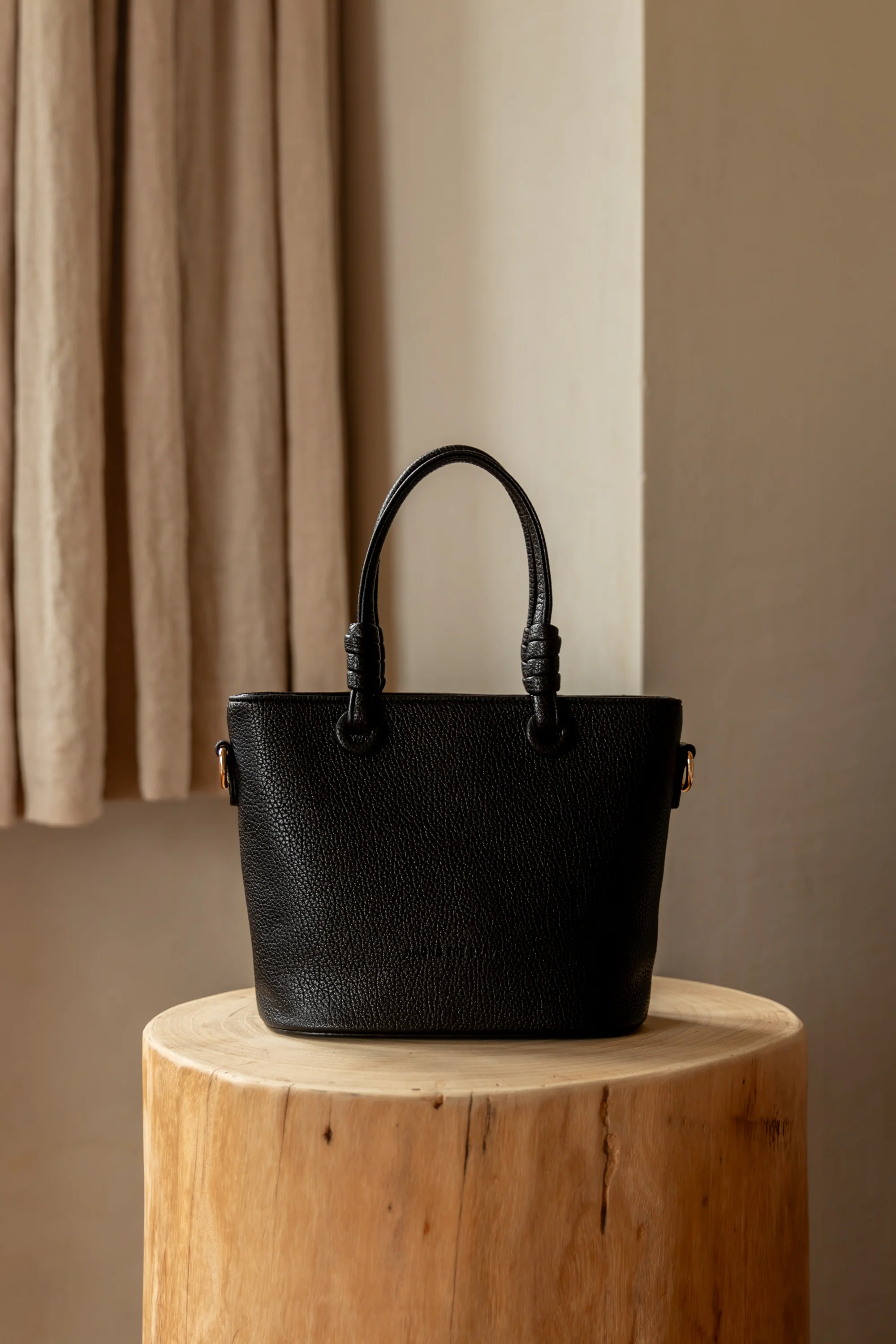 Siena Black PU Leather Small Knot Top Handle Bag - Image 2