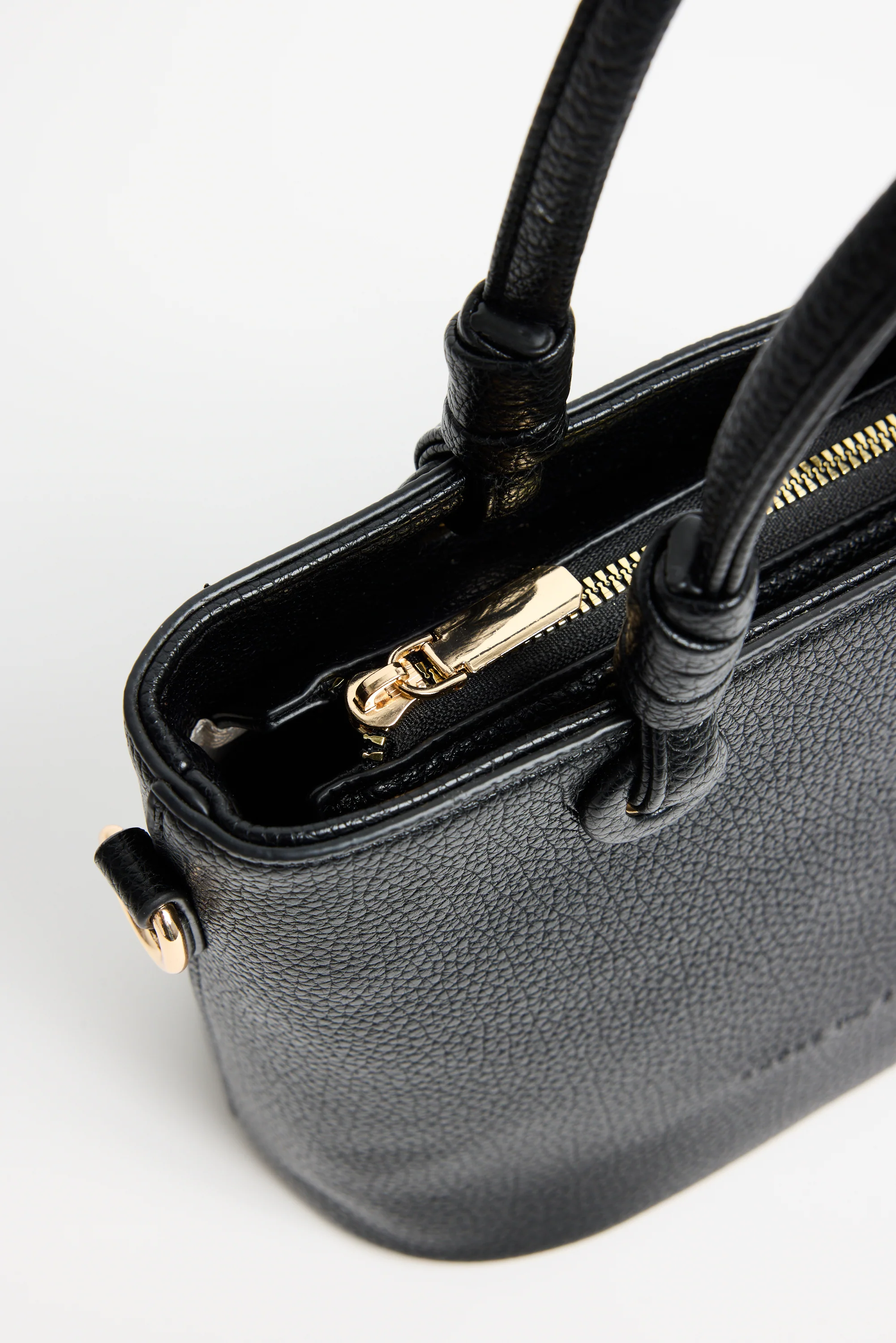 Siena Black PU Leather Small Knot Top Handle Bag - Image 5